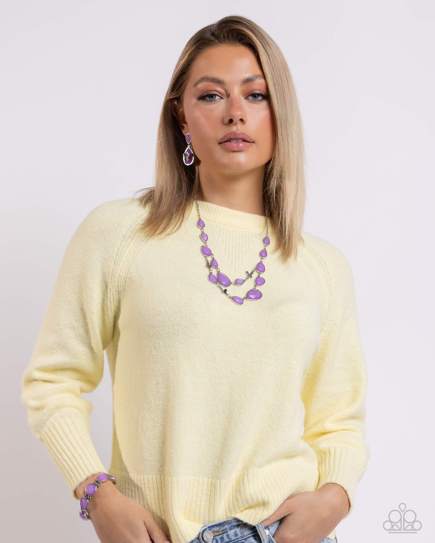 In All the BRIGHT Places - Purple Stretchy Bracelet - Paparazzi Accessories