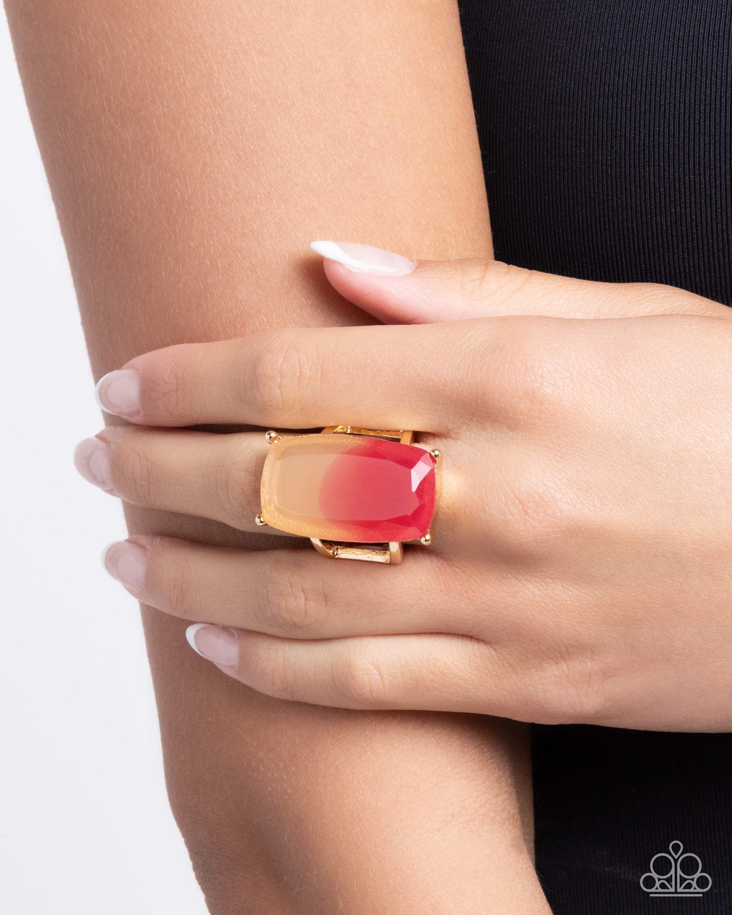 Dramatic Duo - Pink Ombre Gold Ring - Accessories