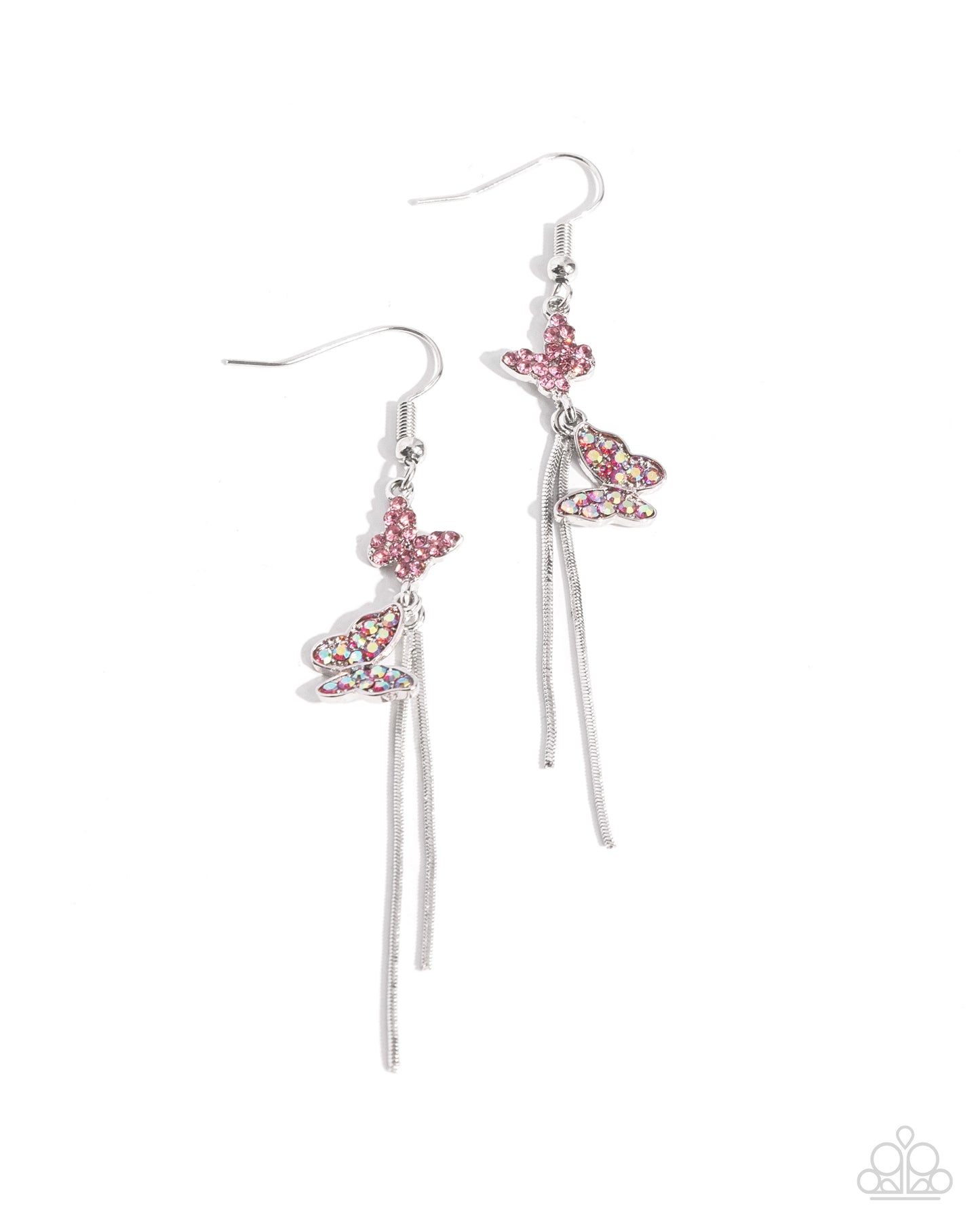 Aerial Affection - Pink Iridescent Butterfly Fishhook Earrings - Paparazzi Accessories