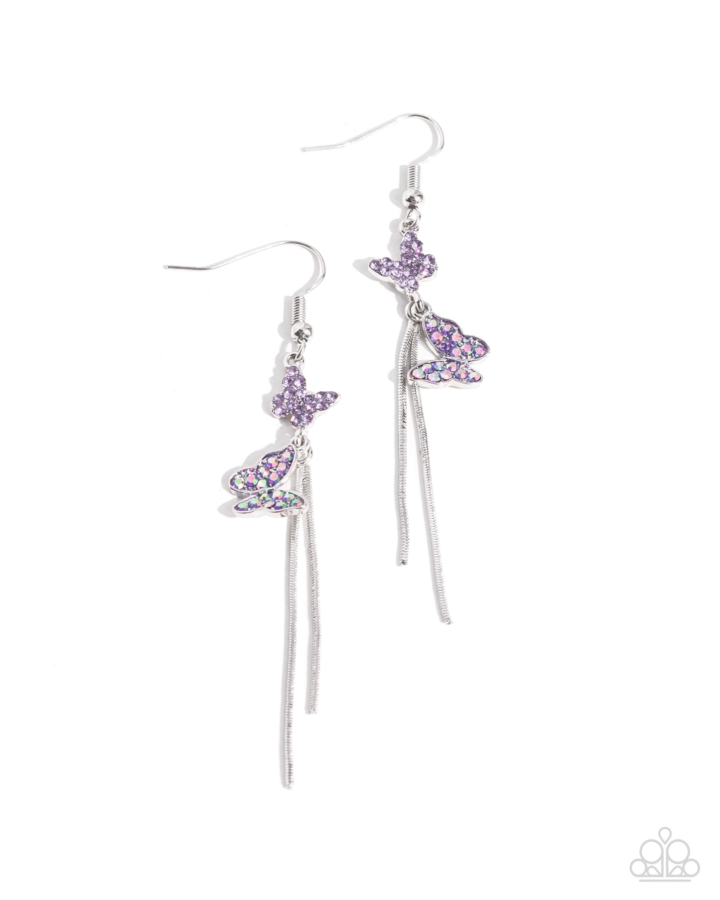 Aerial Affection - Purple Iridescent Butterfly Fishhook Earrings - Paparazzi Accessories