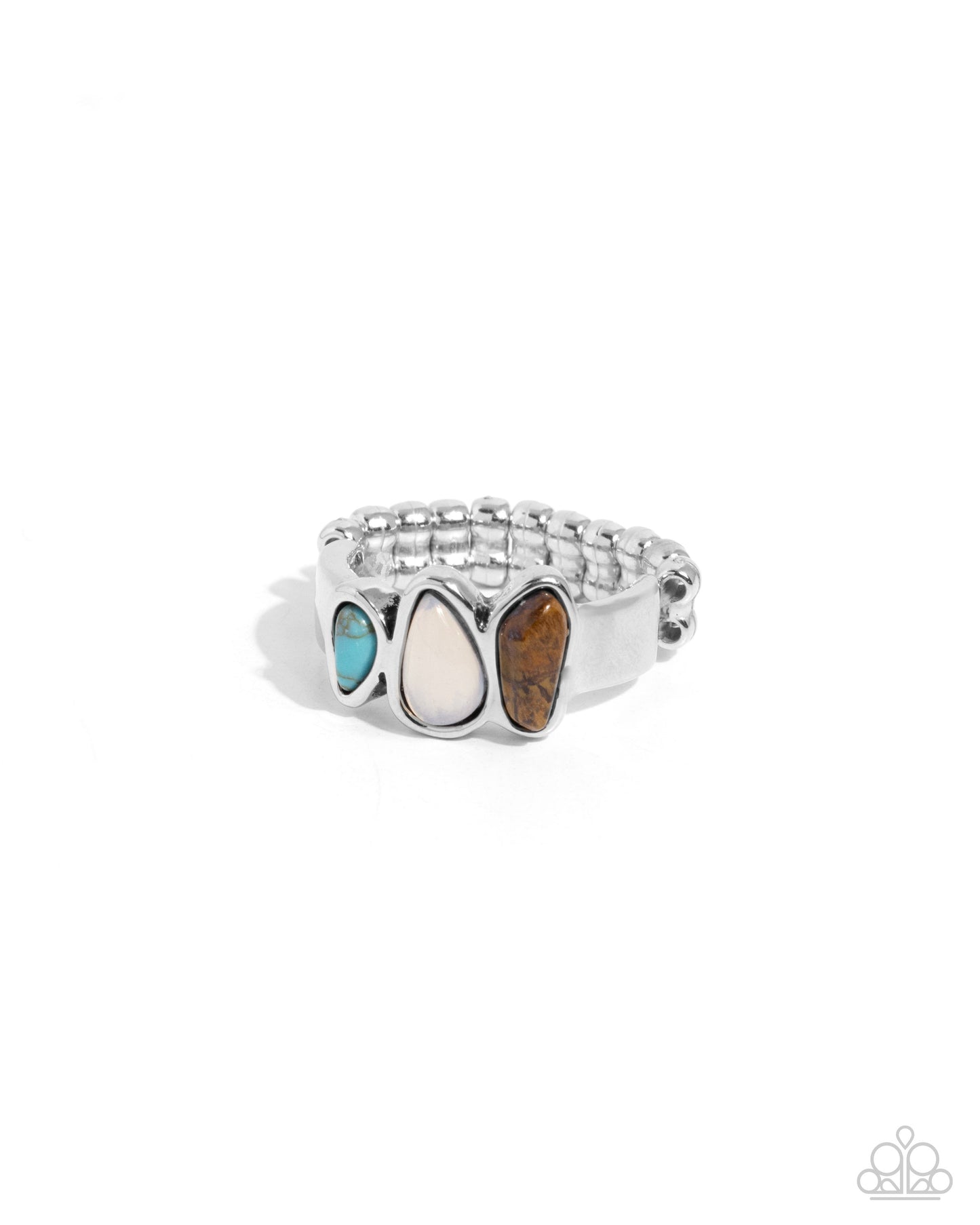 Colored Character - Blue Turquoise, Tiger's Eye Stone Silver Ring - Paparazzi Accessories