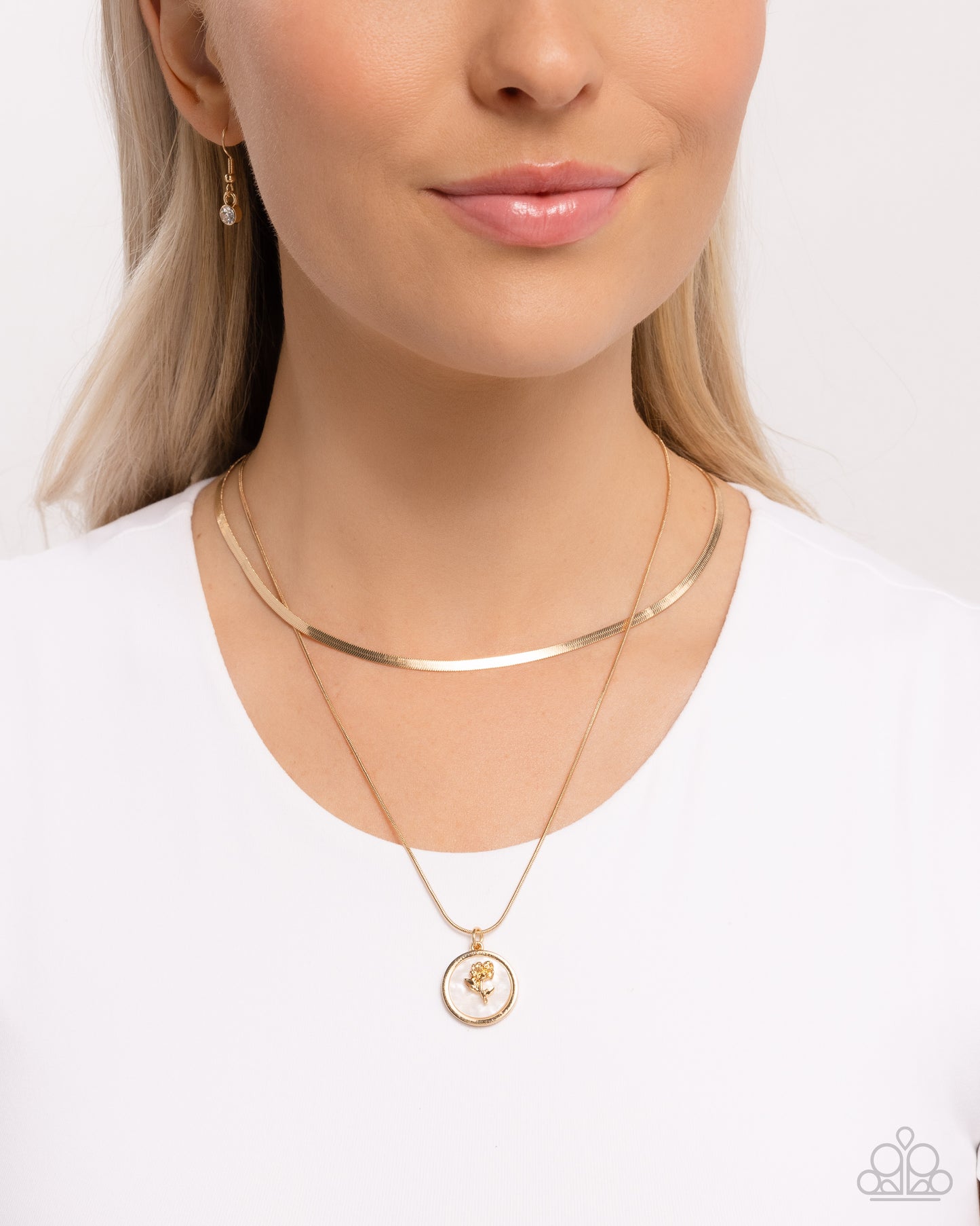 Garden Gallery - Gold Rose Pendant Necklace - Paparazzi Accessories