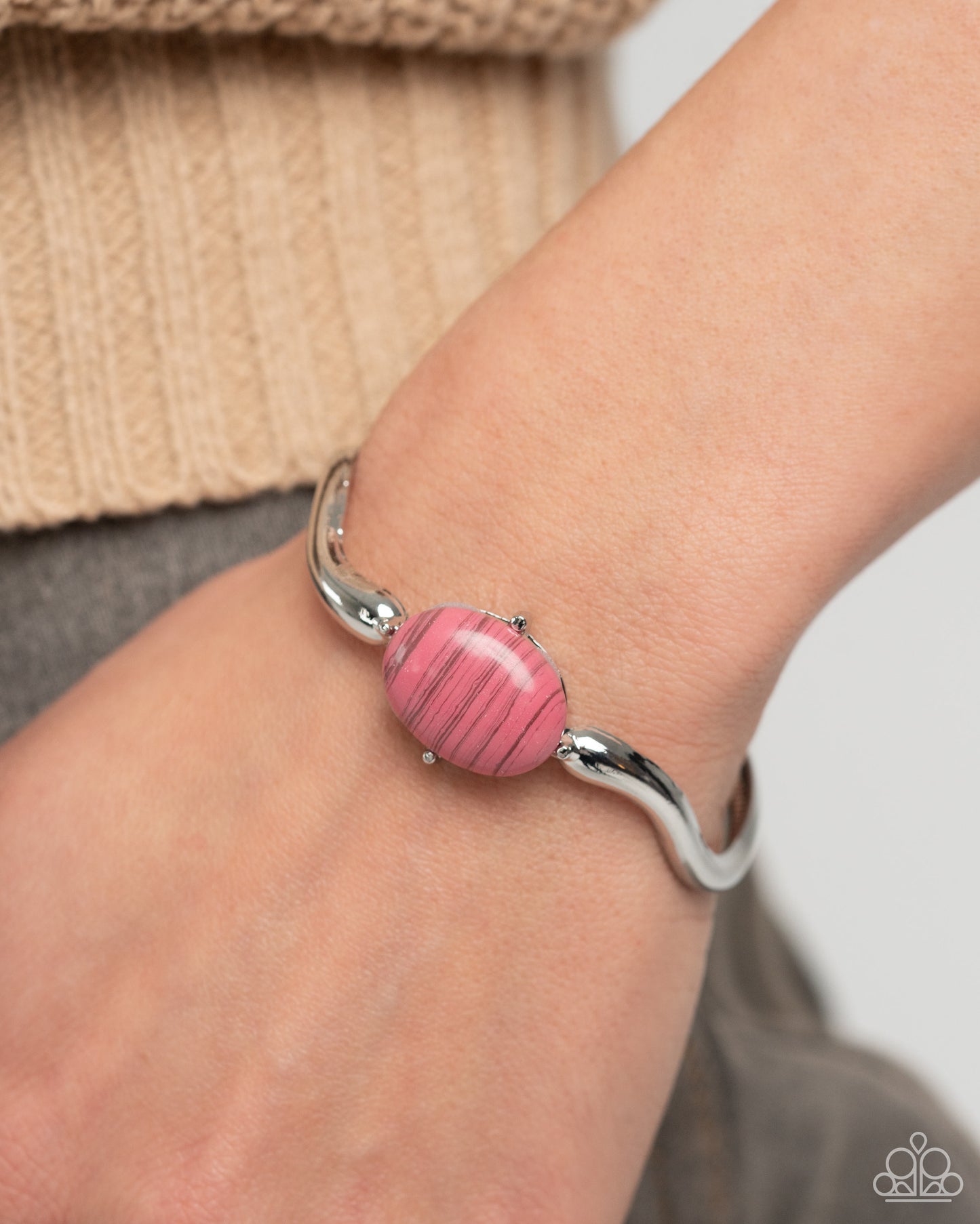 Striped Sensation - Pink Cuff Bracelet - Paparazzi Accessories