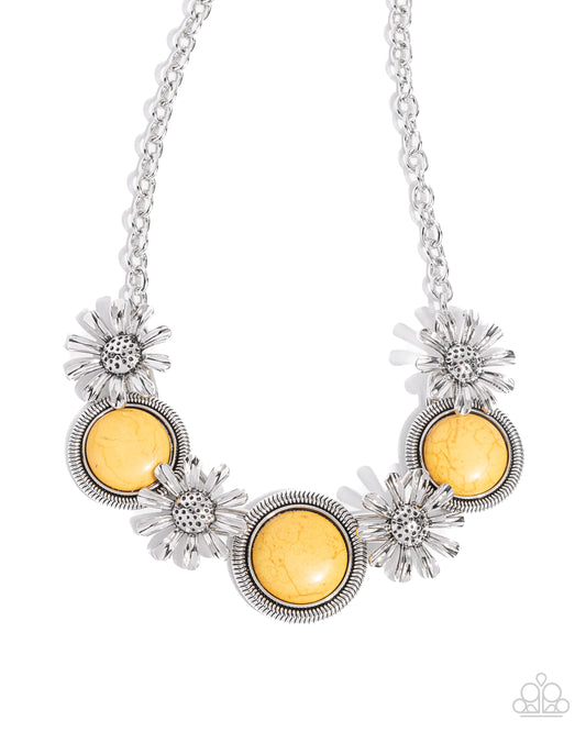 Cowboy Casanova - Yellow Crackle Stone Necklace - Paparazzi Accessories