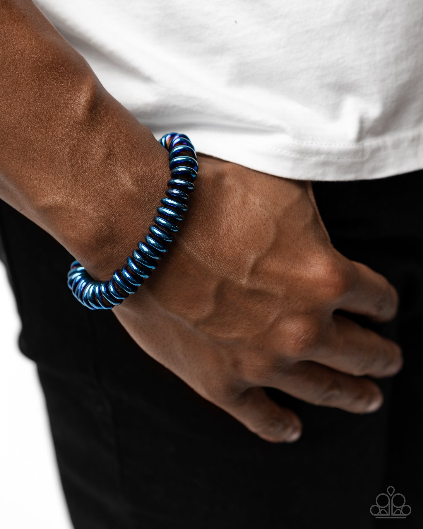 Dynamic Discs - Blue Oil Spill Stretchy Urban Bracelet - Paparazzi Accessories