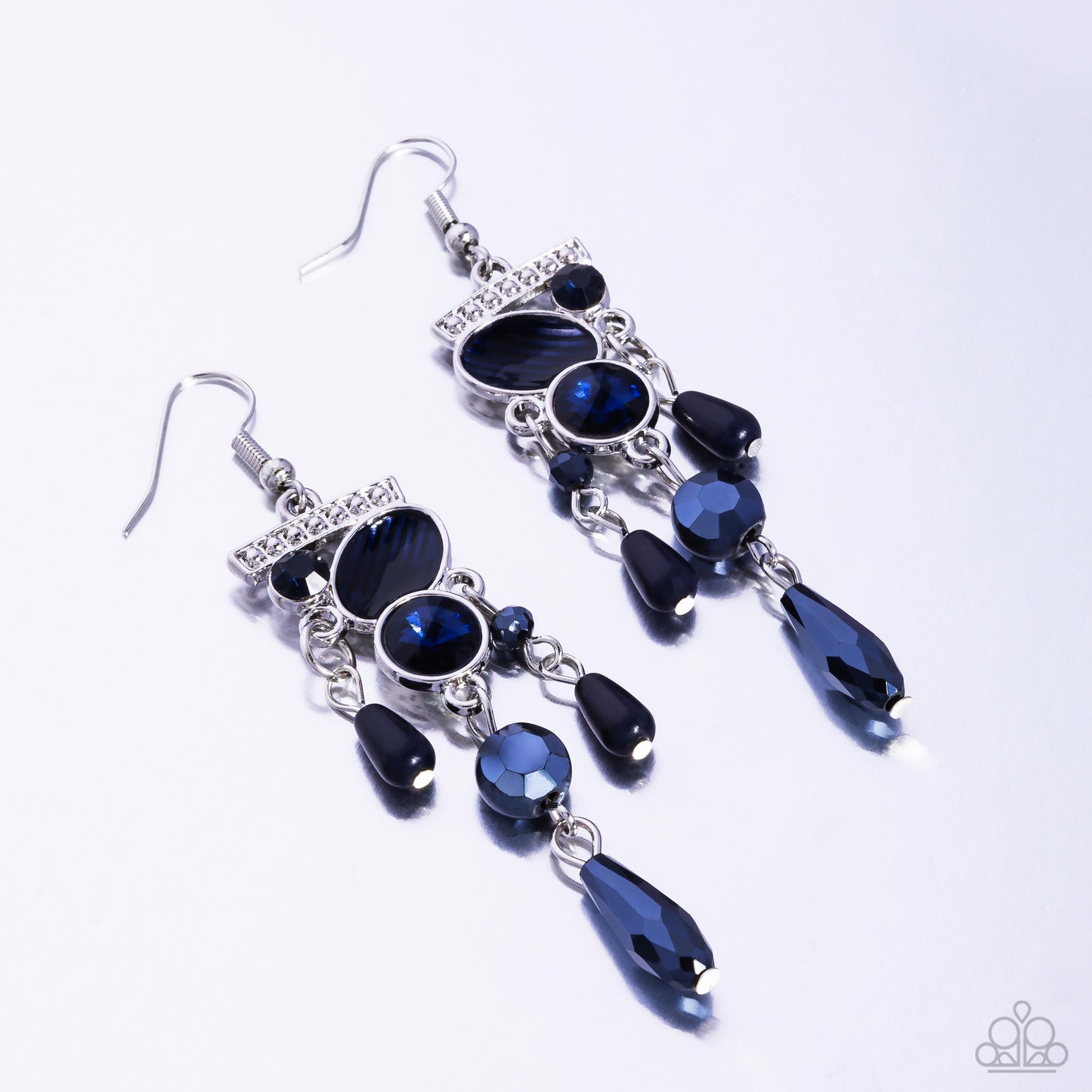 Triumphant Tassel - Blue Gem & Acrylic Silver Fishhook Earrings - Paparazzi Accessories
