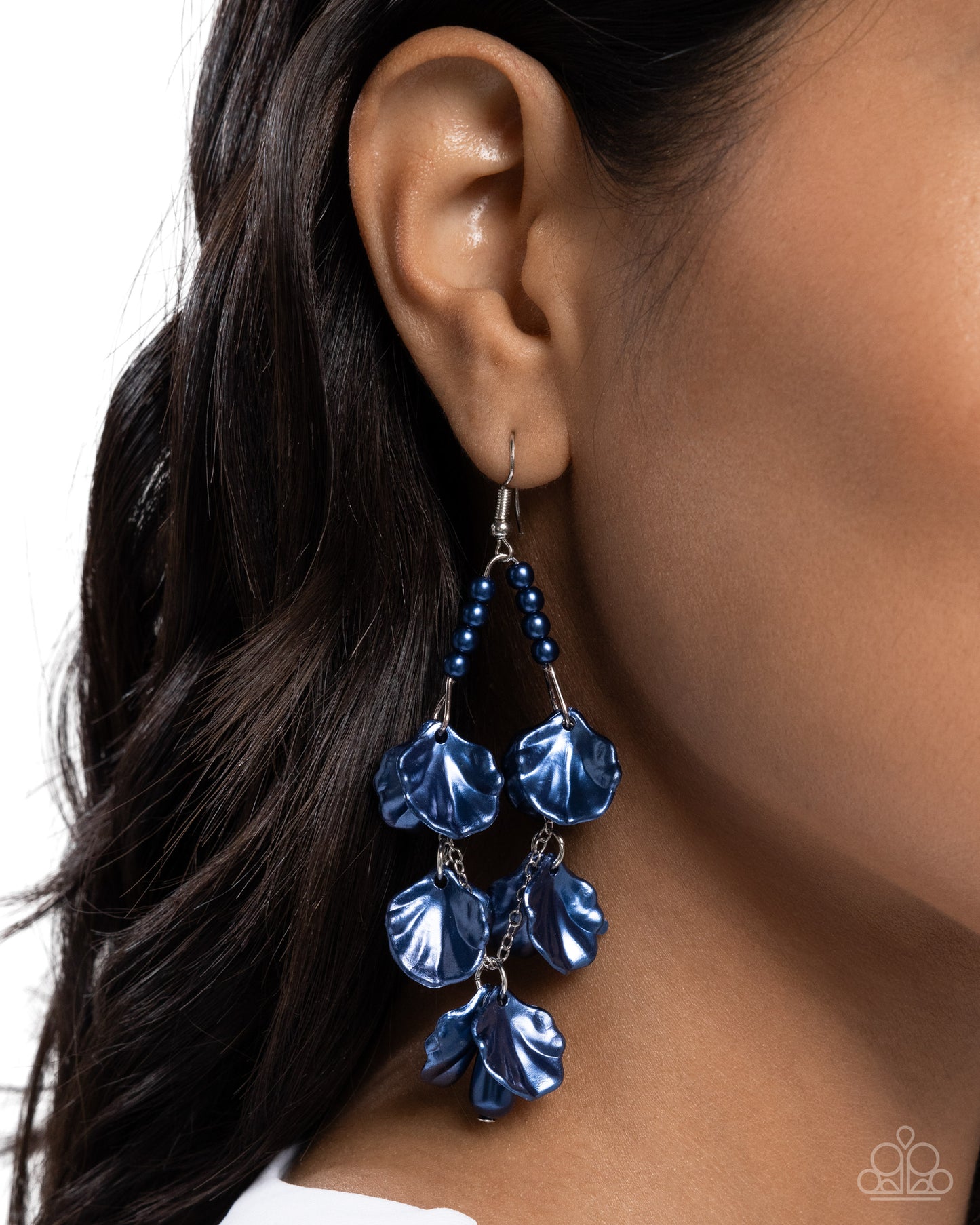 Coastal Century - Blue Pearl Bead Silver Fishhook Earrings - Paparazzi Accessories