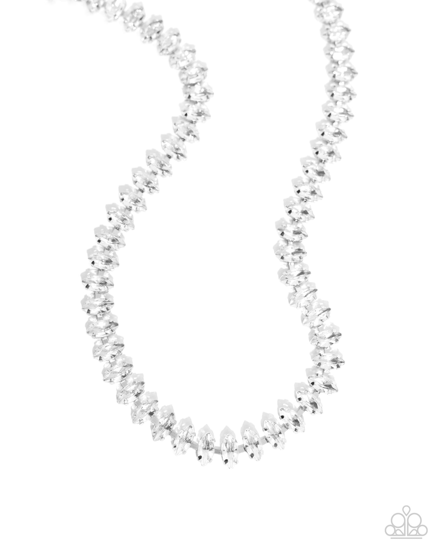 Glittery Genre - White Marquise Gem Necklace - Paparazzi Accessories