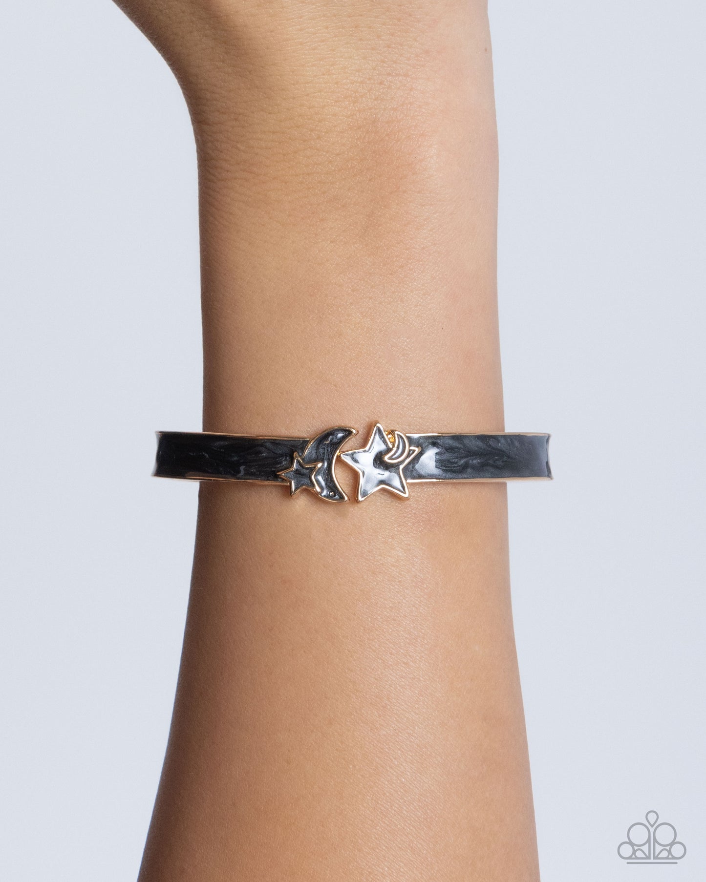 Celestial Cutie - Black Enamel, Moon and Star Gold Bracelet - Paparazzi Accessories