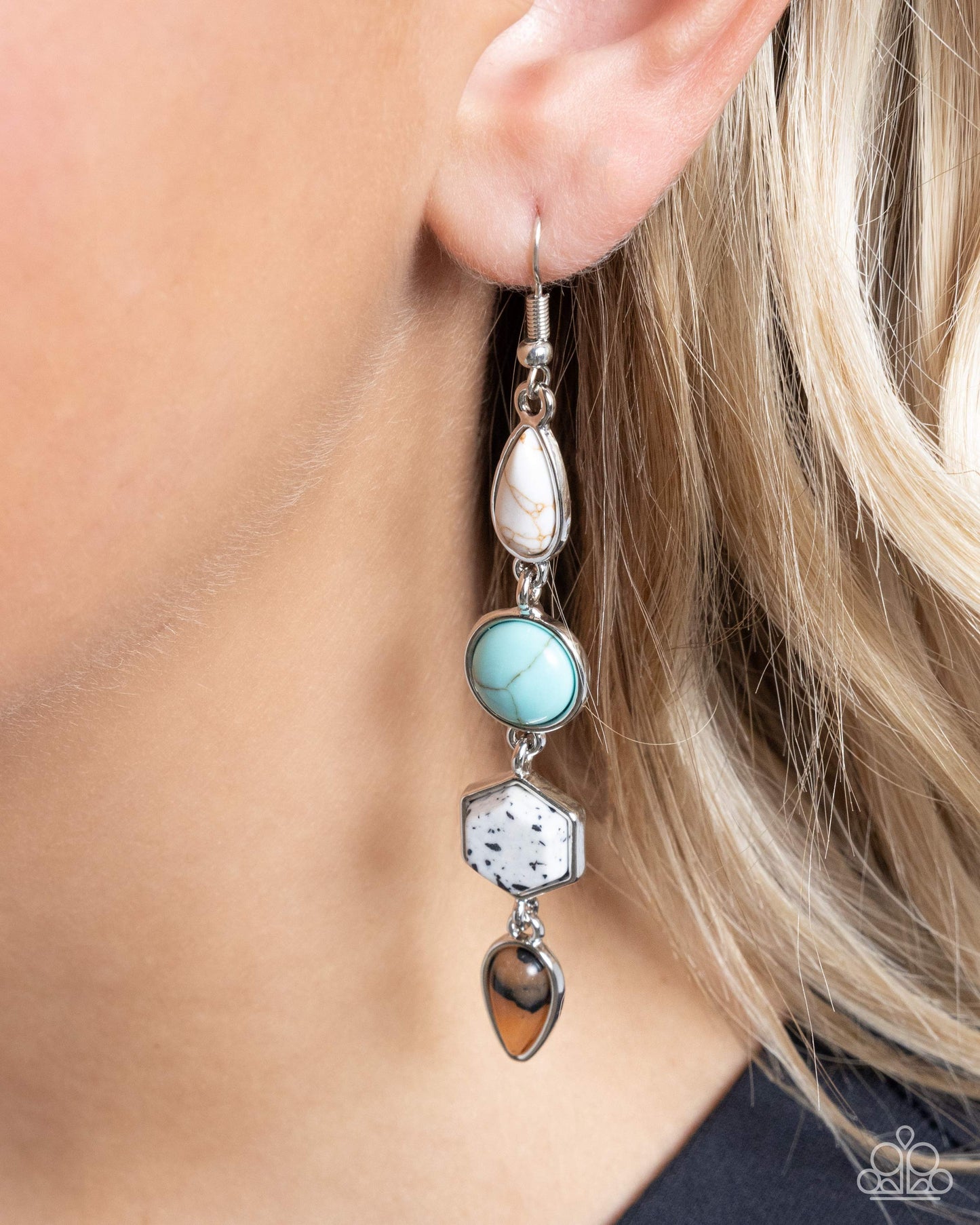 Singular Stones - Multi Stone Fishhook Earrings - Paparazzi Accessories