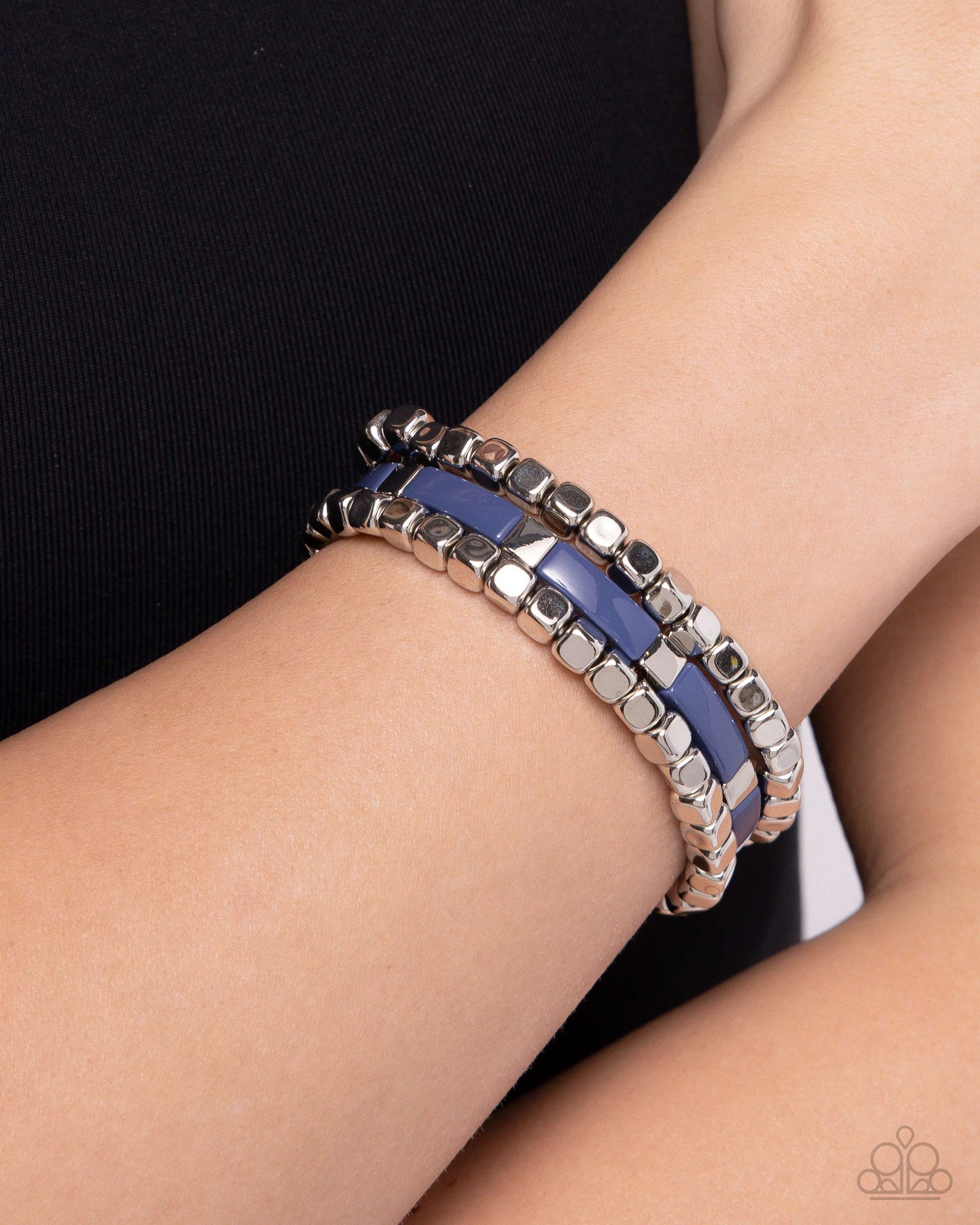 Colorful Cadenza - Blue Stretchy Bracelet - Paparazzi Accessories