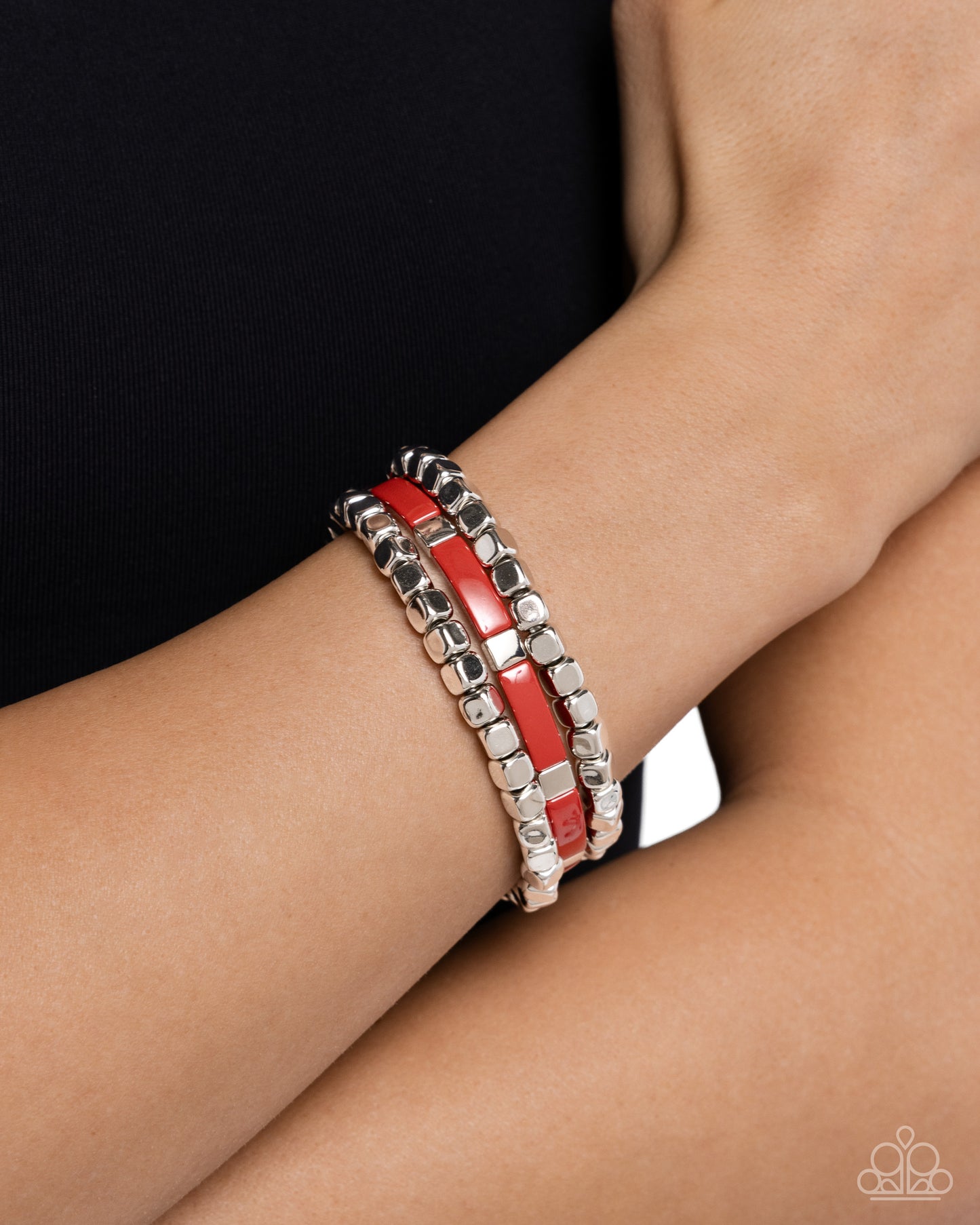 Colorful Cadenza - Red Stretchy Bracelet - Paparazzi Accessories