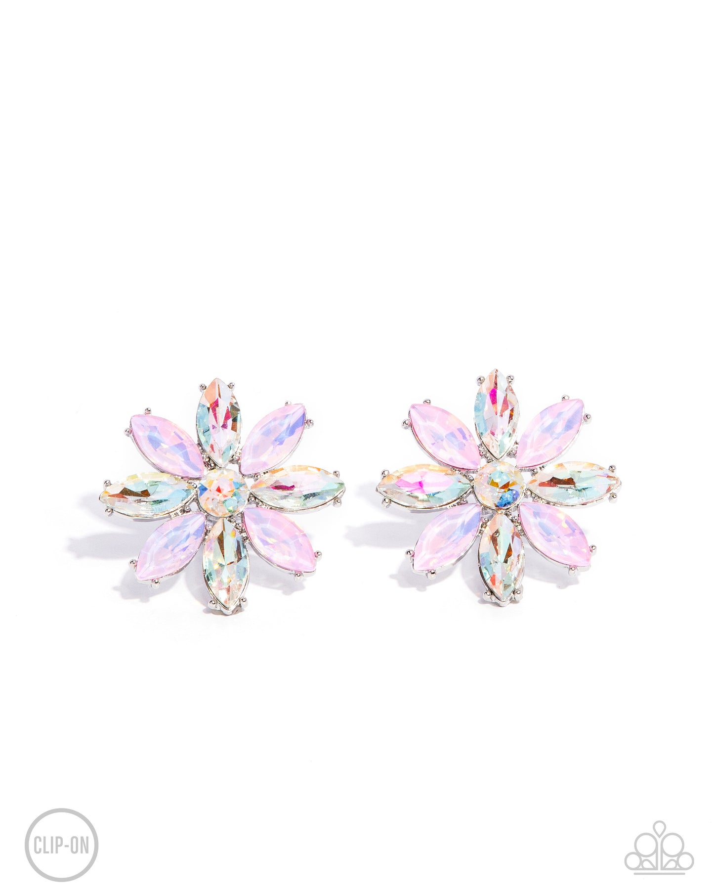 Maiden Makeover - Pink UV Gem Clip-on Earrings - Paparazzi Accessories