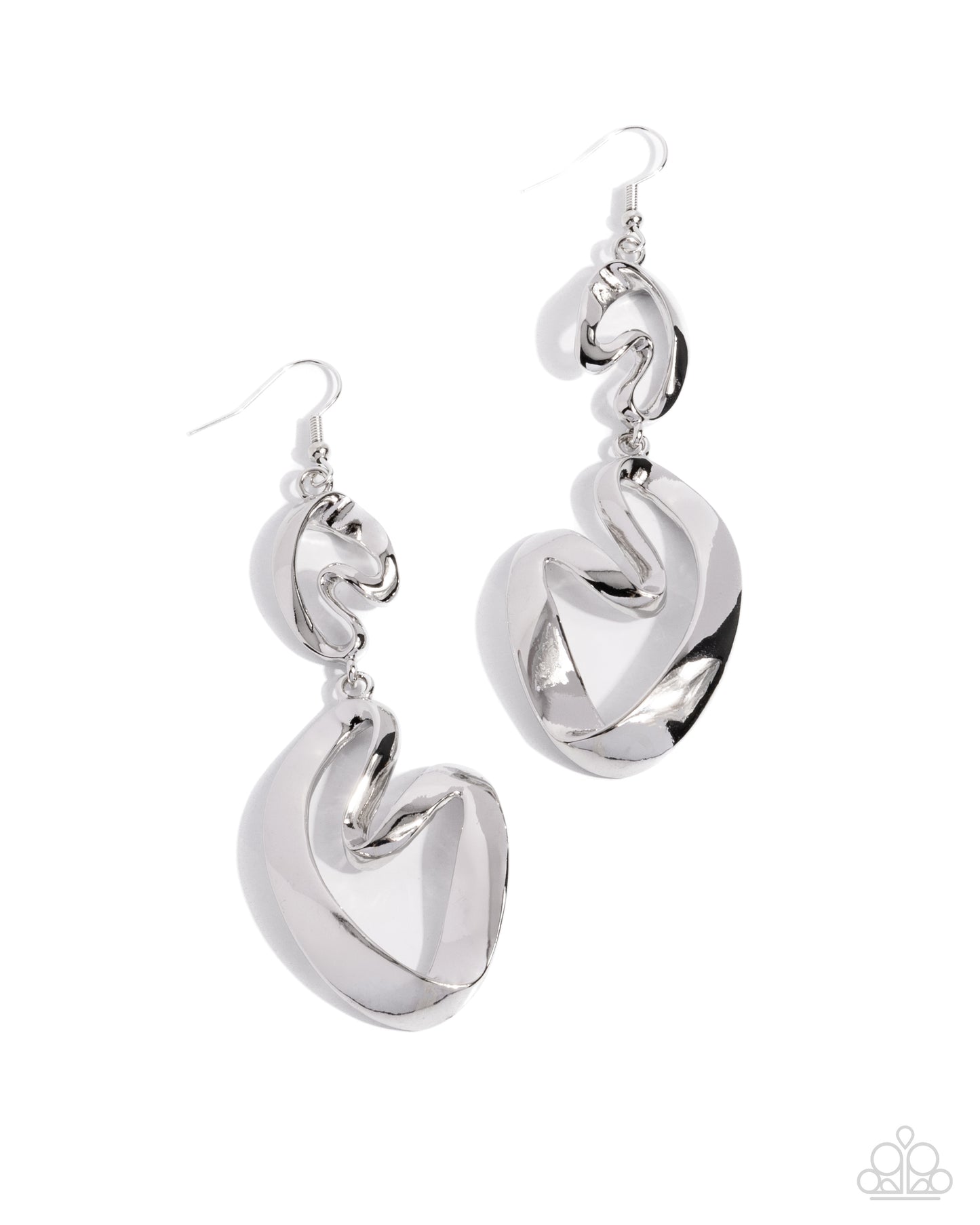 Abstract Angles - Silver Twisted Links Fishhook Earrings - Paparazzi Accessories