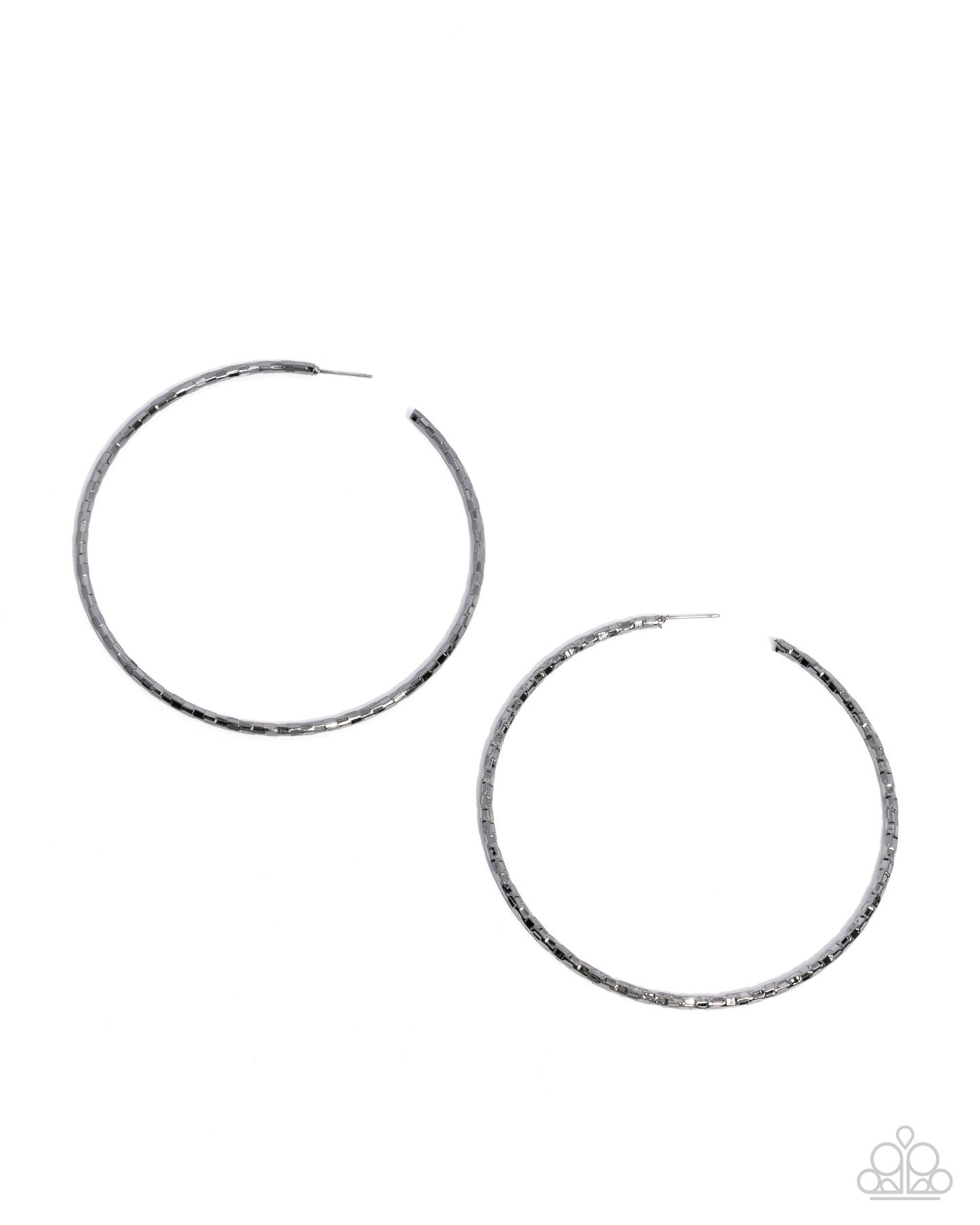 Closer To Chic - Black Gunmetal Hoop Earrings - Paparazzi Accessories
