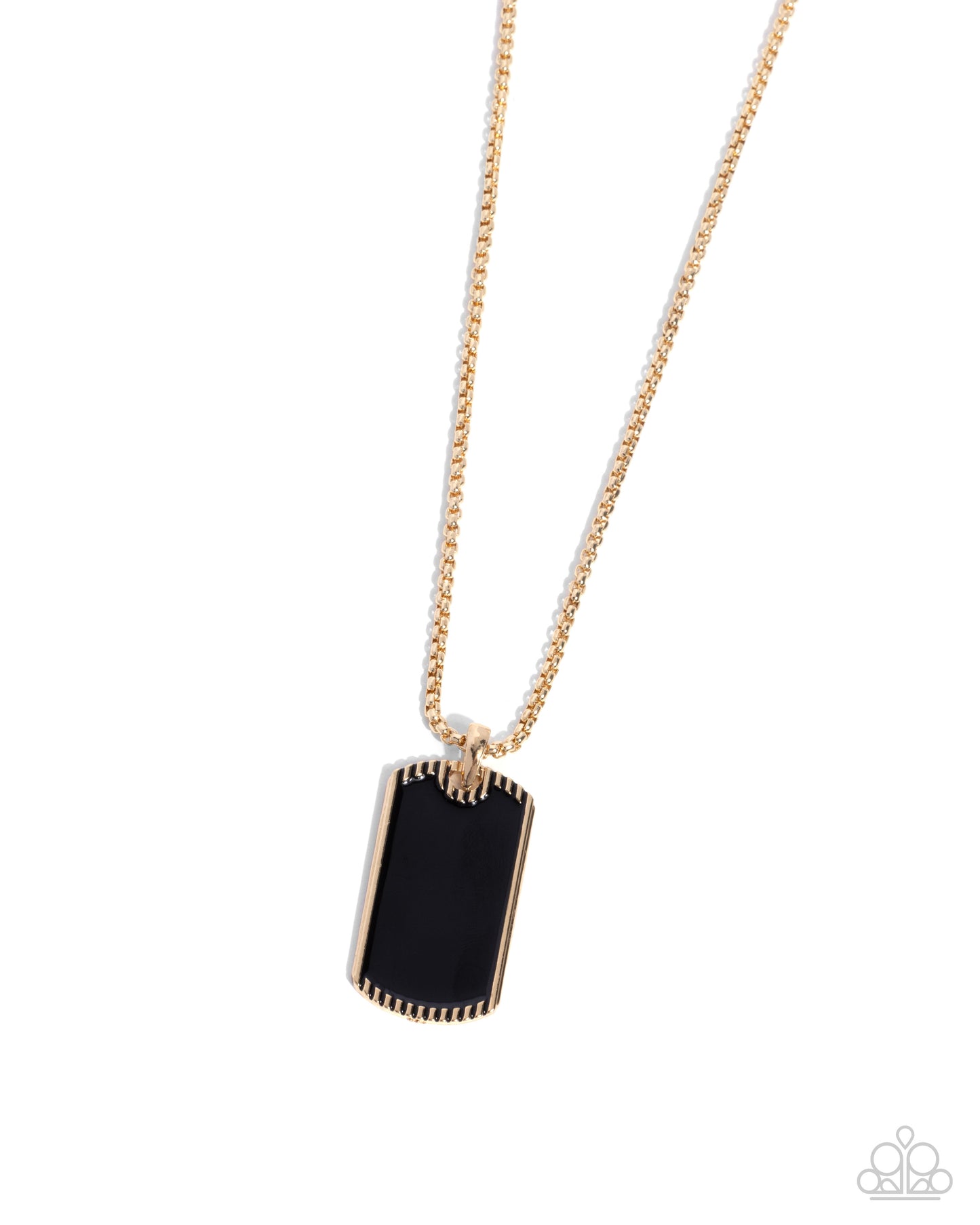 Admirable Alignment - Gold Black Enamel Pendant Urban Necklace - Paparazzi Accessories