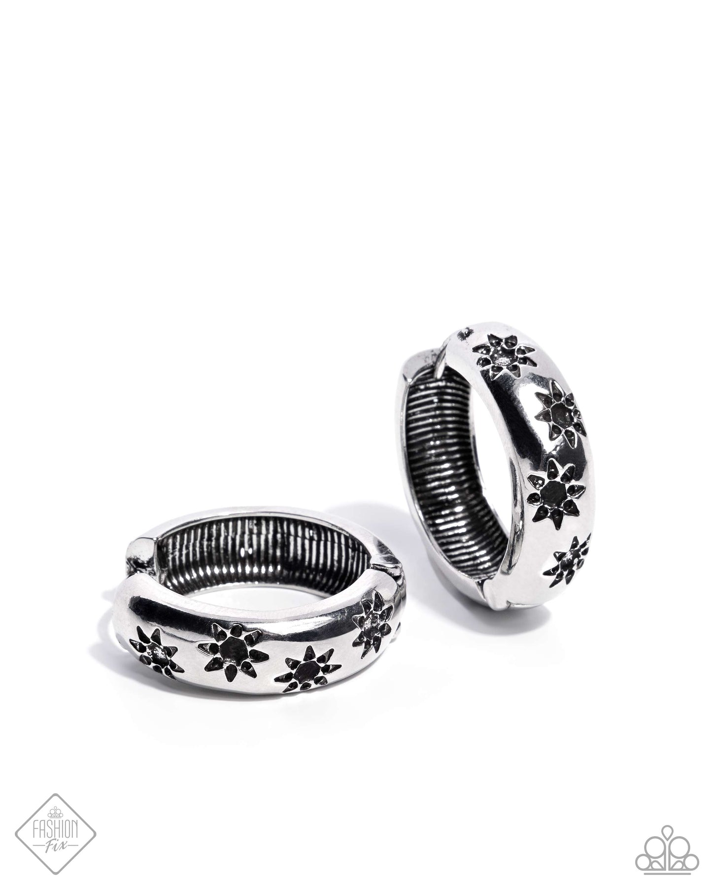 Celestial Clique - Silver Hinge Hoop Earrings - Paparazzi Accessories