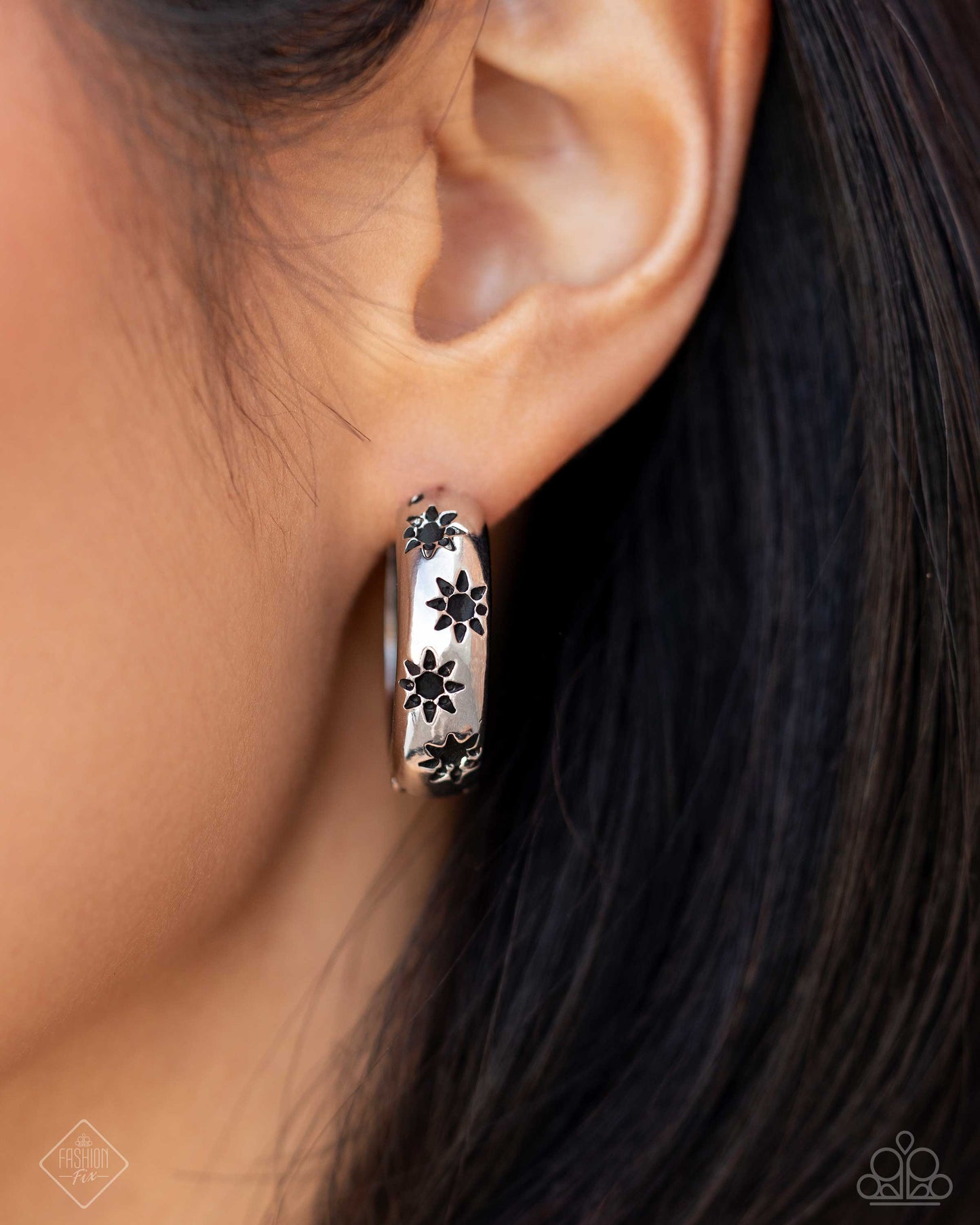 Celestial Clique - Silver Hinge Hoop Earrings - Paparazzi Accessories