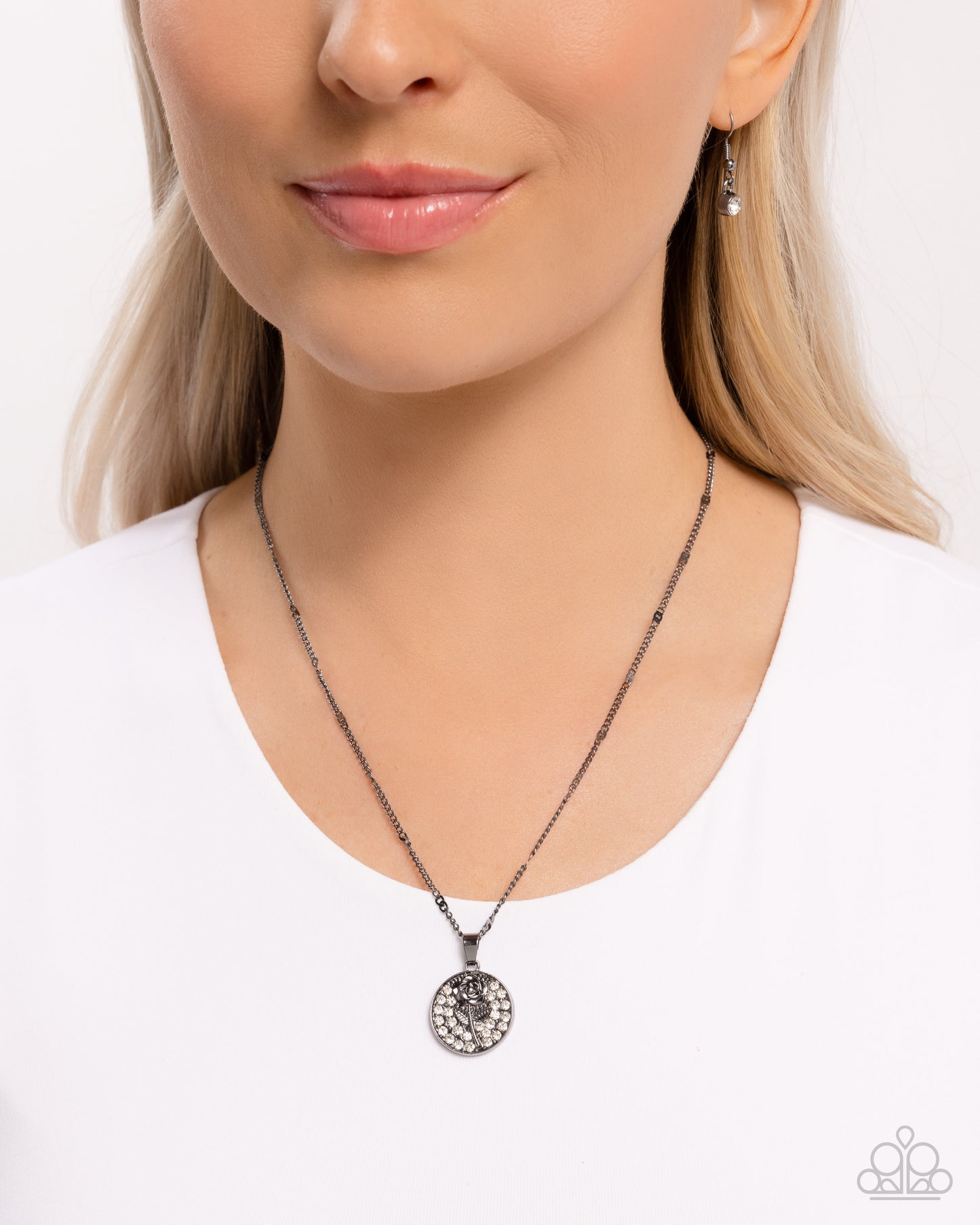 CUTIE and the Beast - Black Gunmetal Rose Pendant Necklace - Paparazzi Accessories
