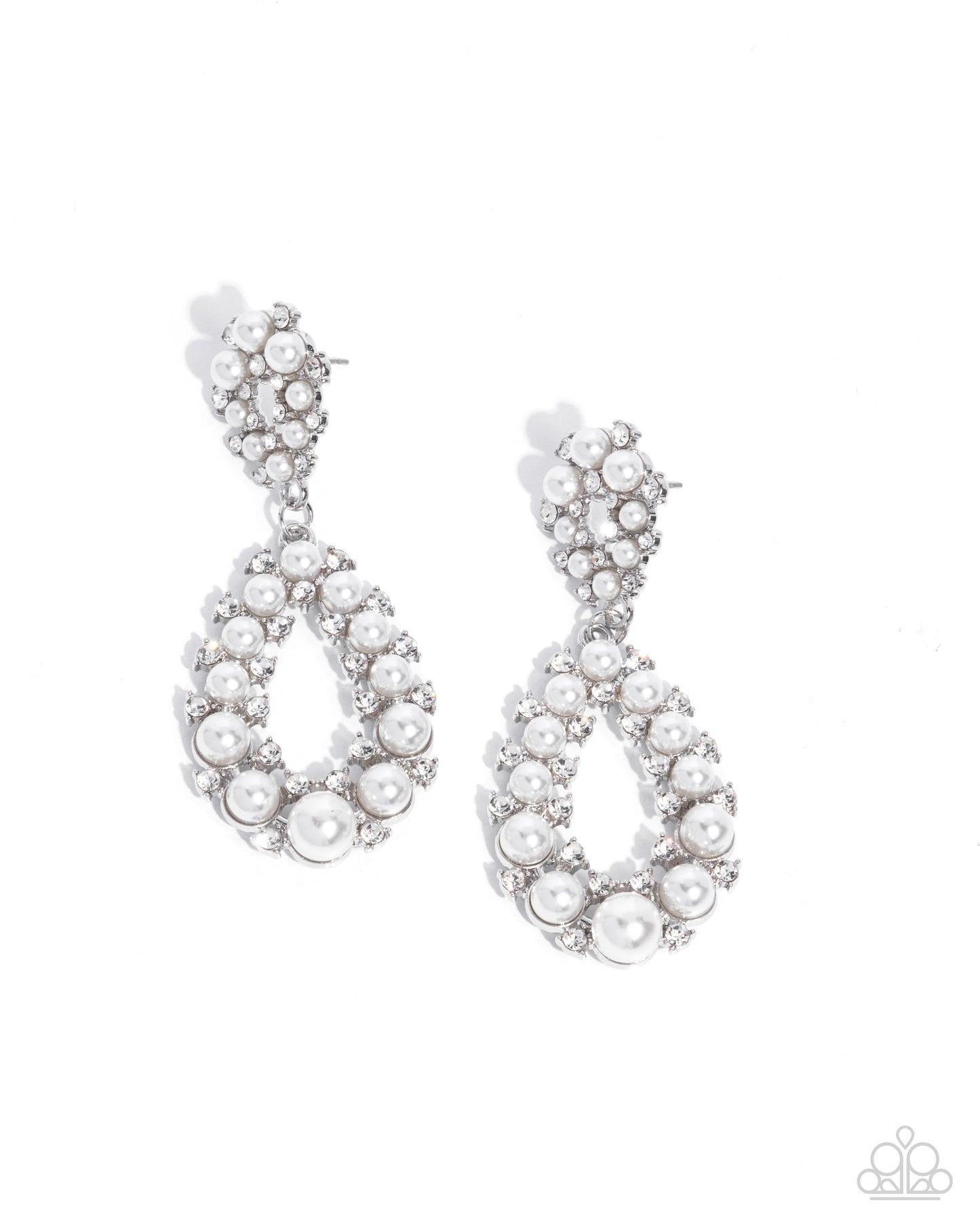 Dapper Debut - White Pearl Silver Post Earrings - Paparazzi Accessories