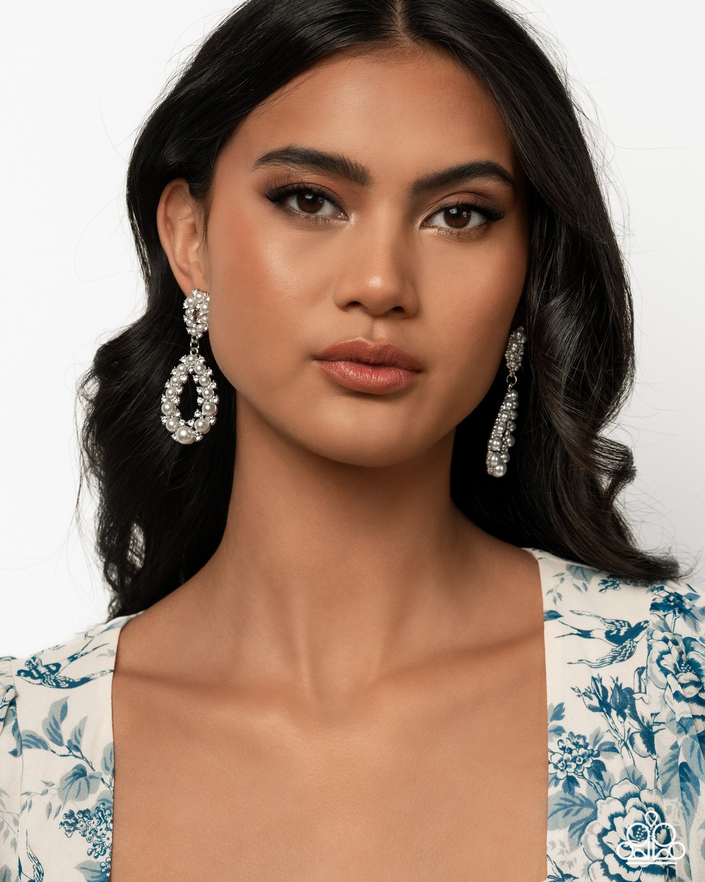 Dapper Debut - White Pearl Silver Post Earrings - Paparazzi Accessories