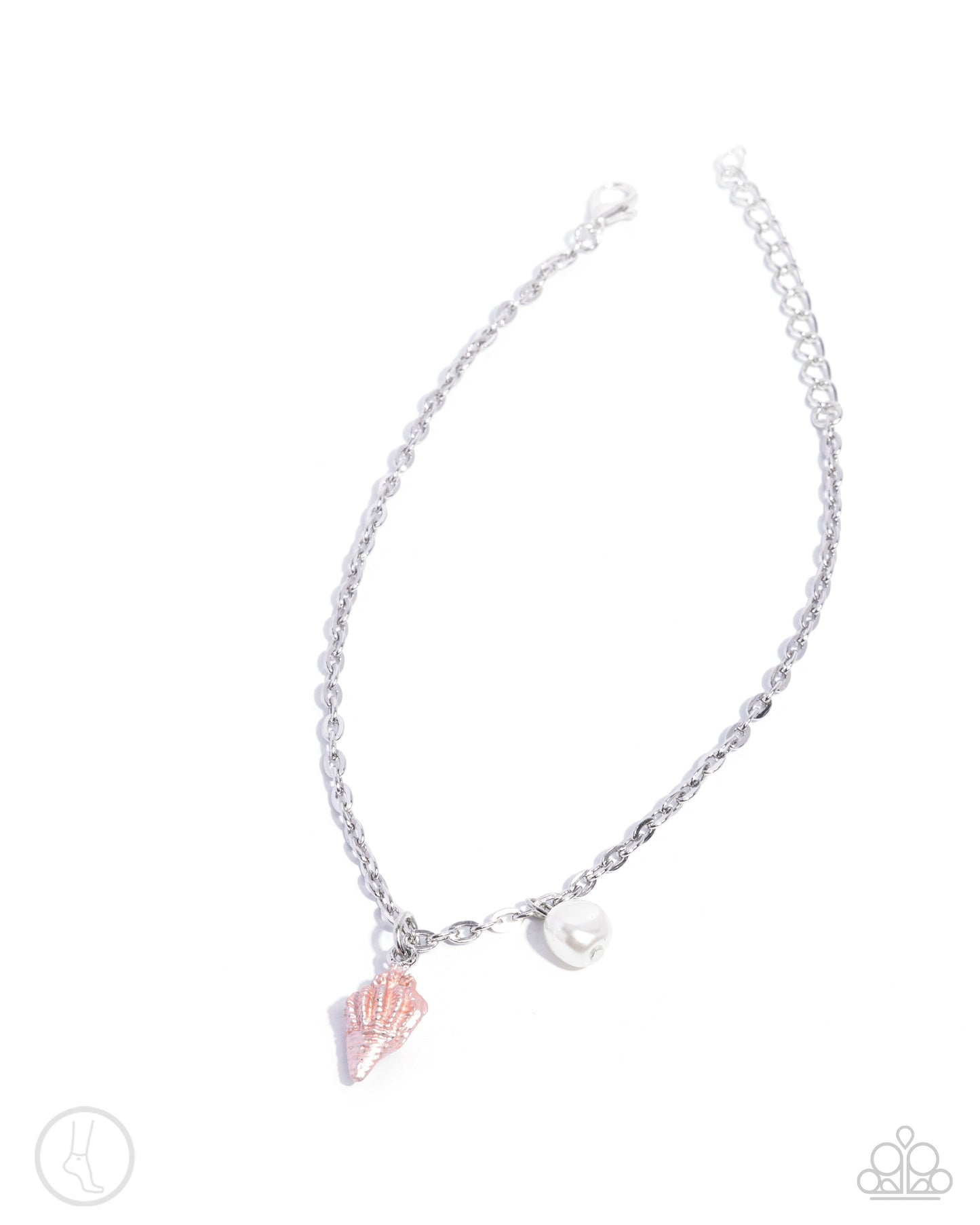 Coastal Character - Orange Enamel Conch Shell Clasp Anklet - Paparazzi Accessories