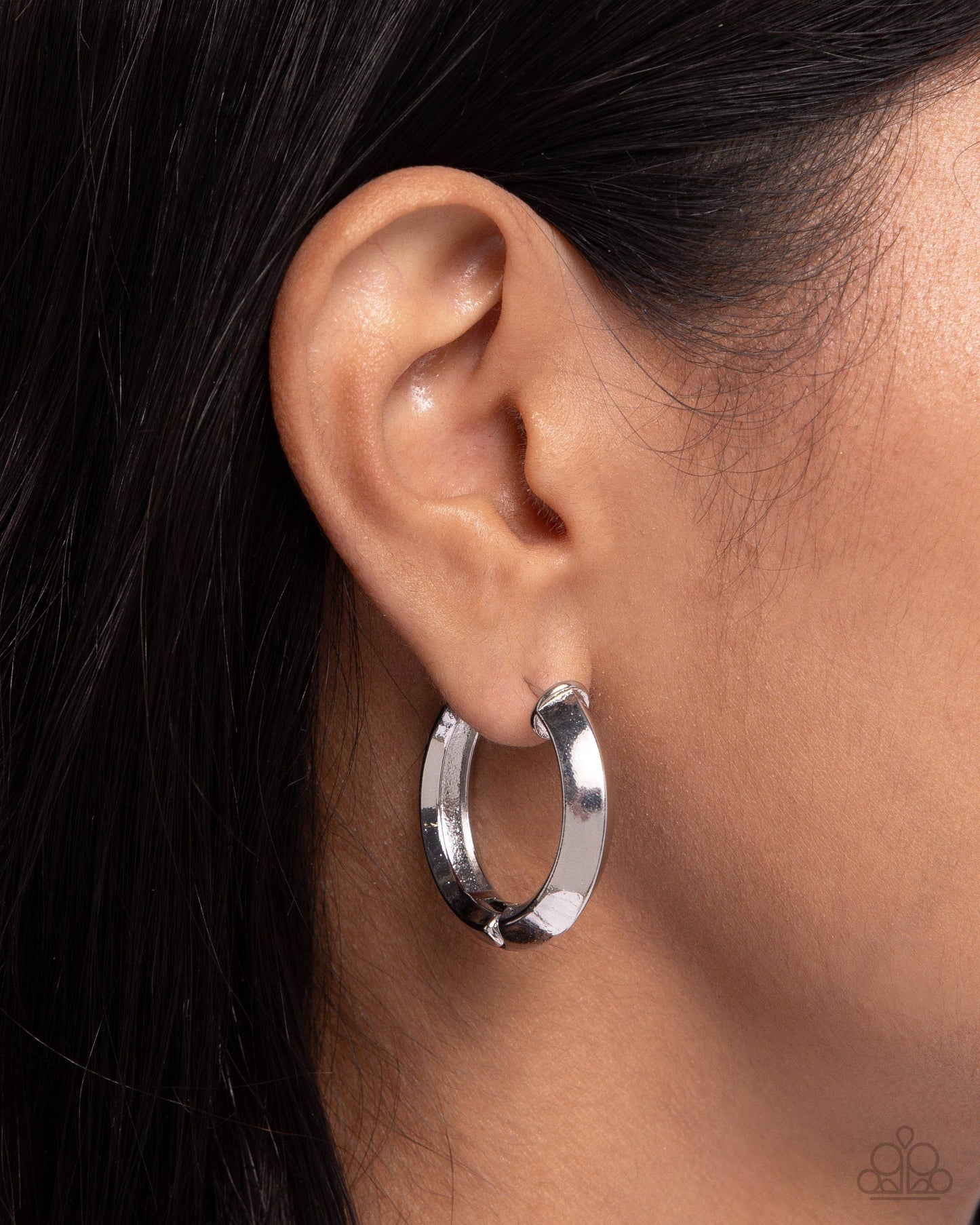 Hinged Homage - Silver Hinge Hoop Earrings - Paparazzi Accessories
