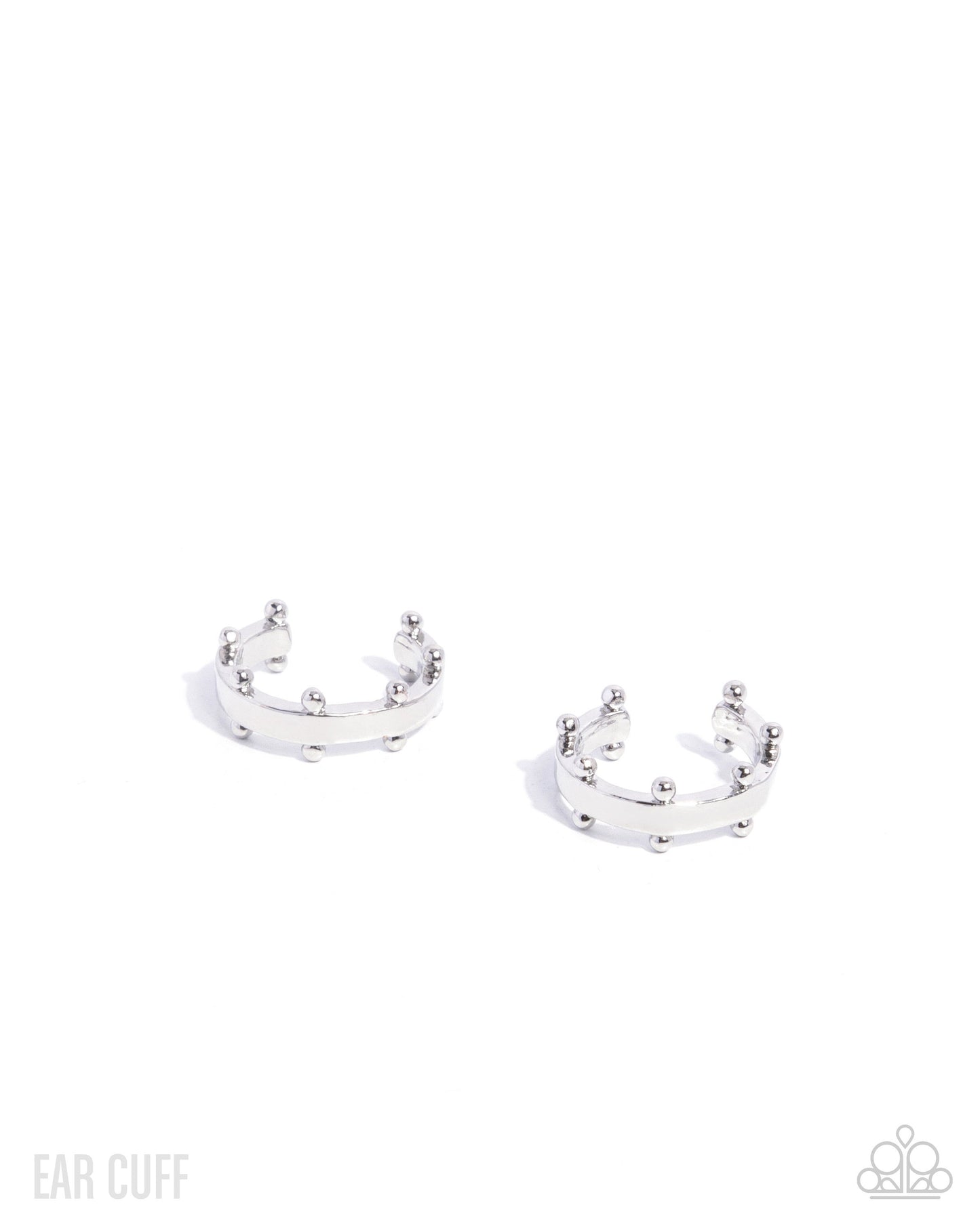 Studded Simplicity - Silver Ear Cuff Earrings - Paparazzi Accessories