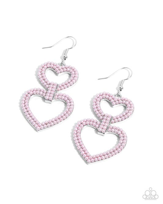 Dedicated Darling - Pink Heart Earrings - Paparazzi Accessories