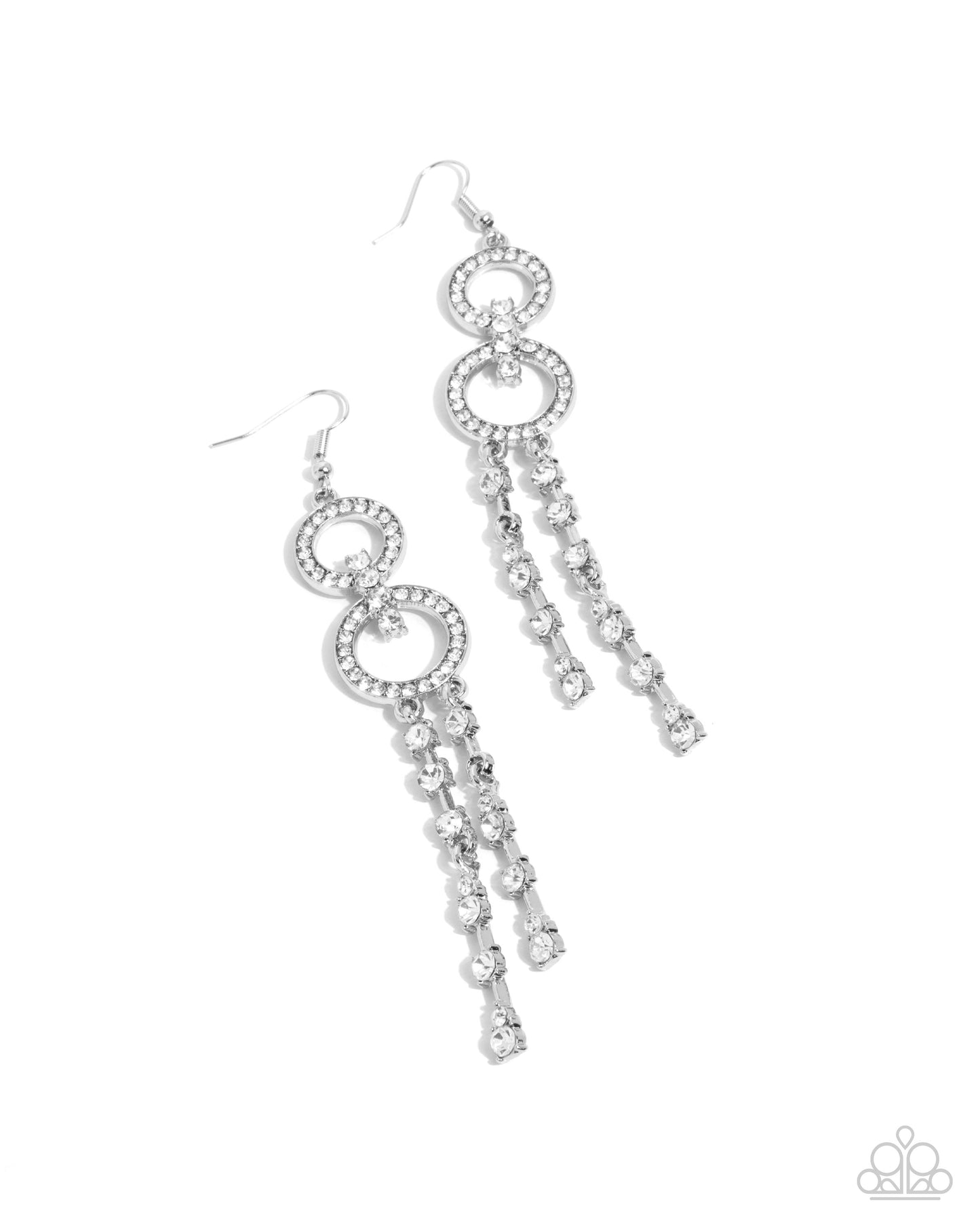 Chic Crowd - White Rhinestone Fishhook Earrings - Paparazzi Accessories
