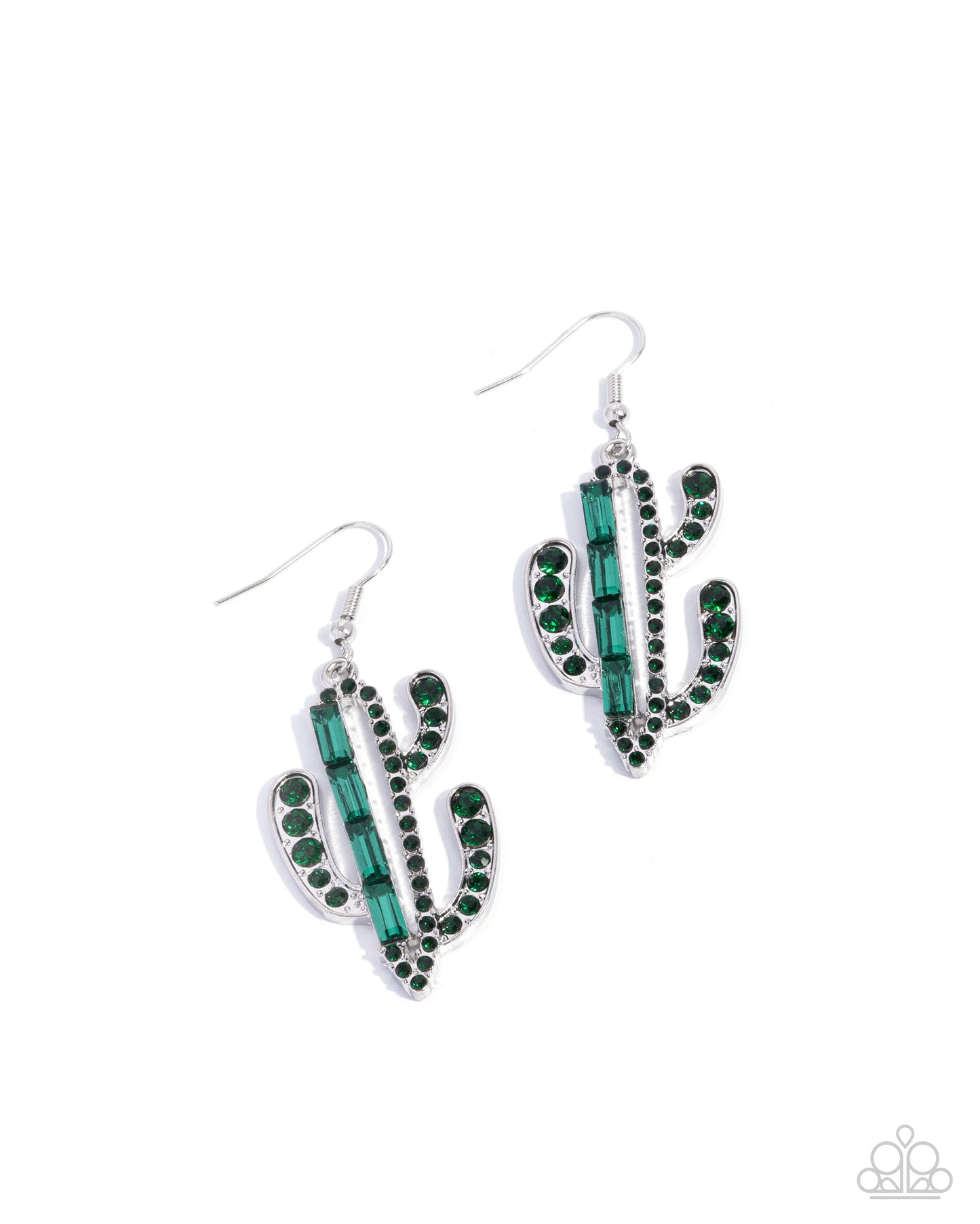 Cactus Confidence - Green Rhinestone Earrings - Paparazzi Accessories