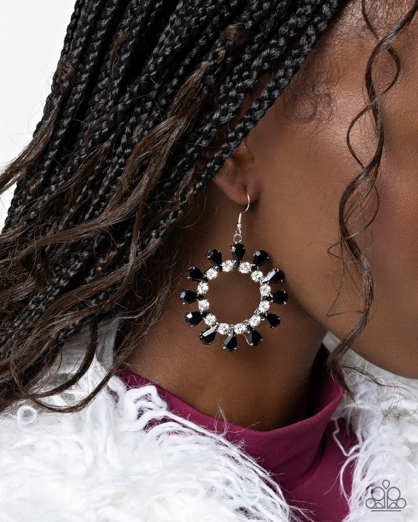 Wreathed Wish - Black Onyx Rhinestone Fishhook Earrings - Paparazzi Earrings