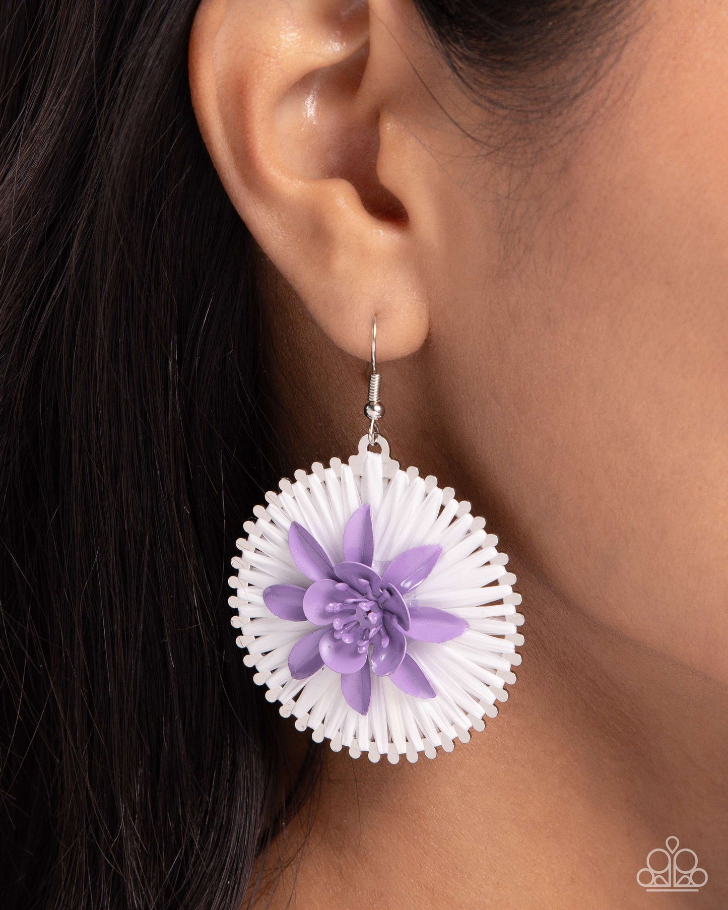 Dancing Daydream - Purple Flower Fishhook Earrings - Paparazzi Accessories
