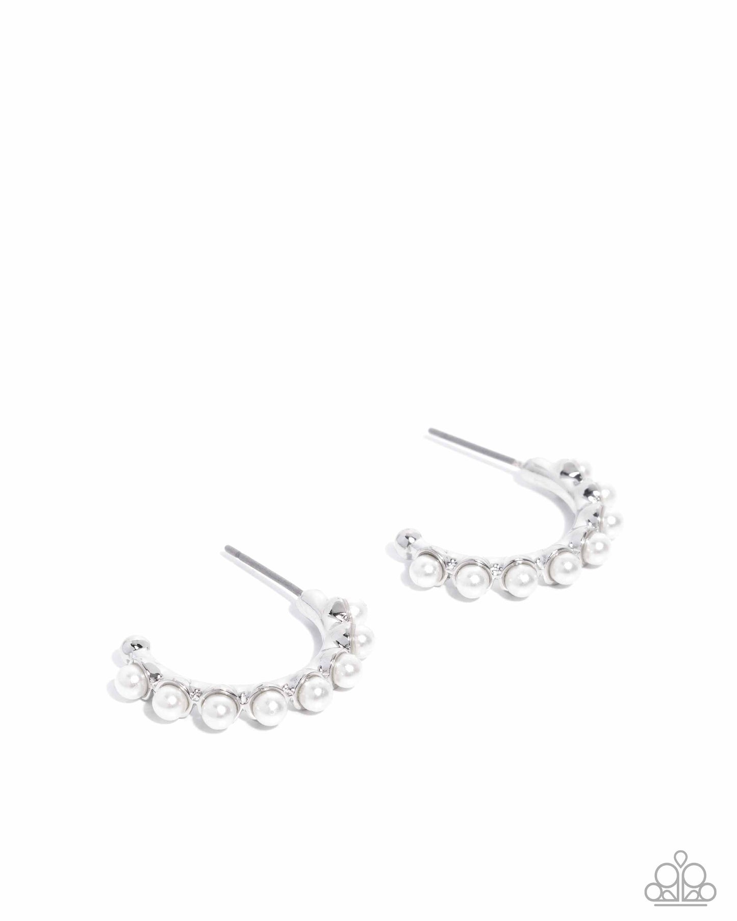Pearly Passage - White Pearl Silver Hoop Earrings - Paparazzi Accessories