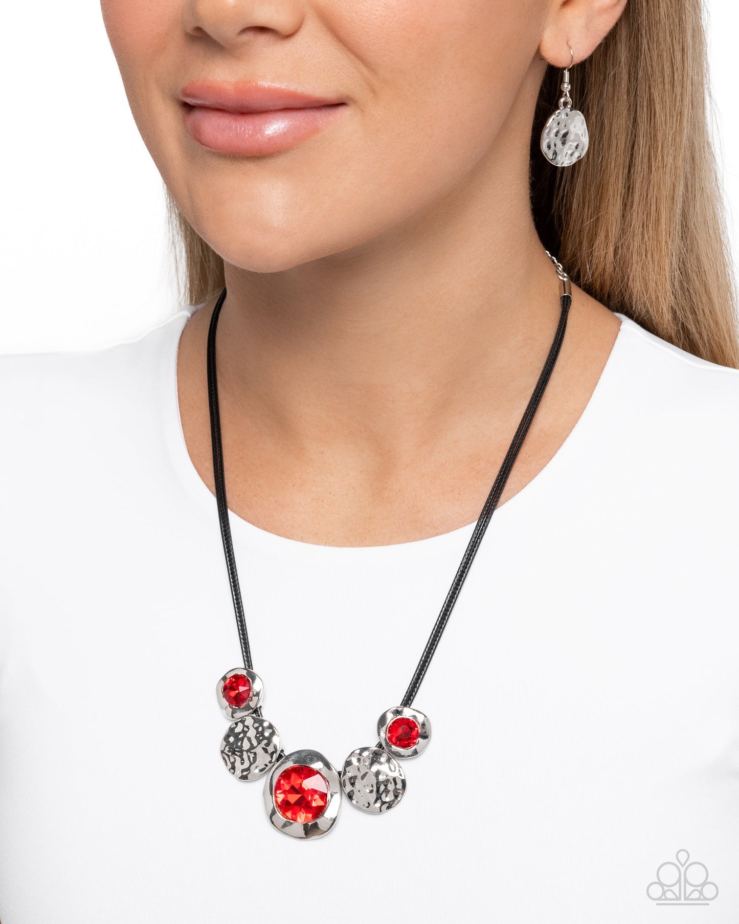 All I Want Is New - Red Gem Black Cord Necklace - Paparazzi Accessories