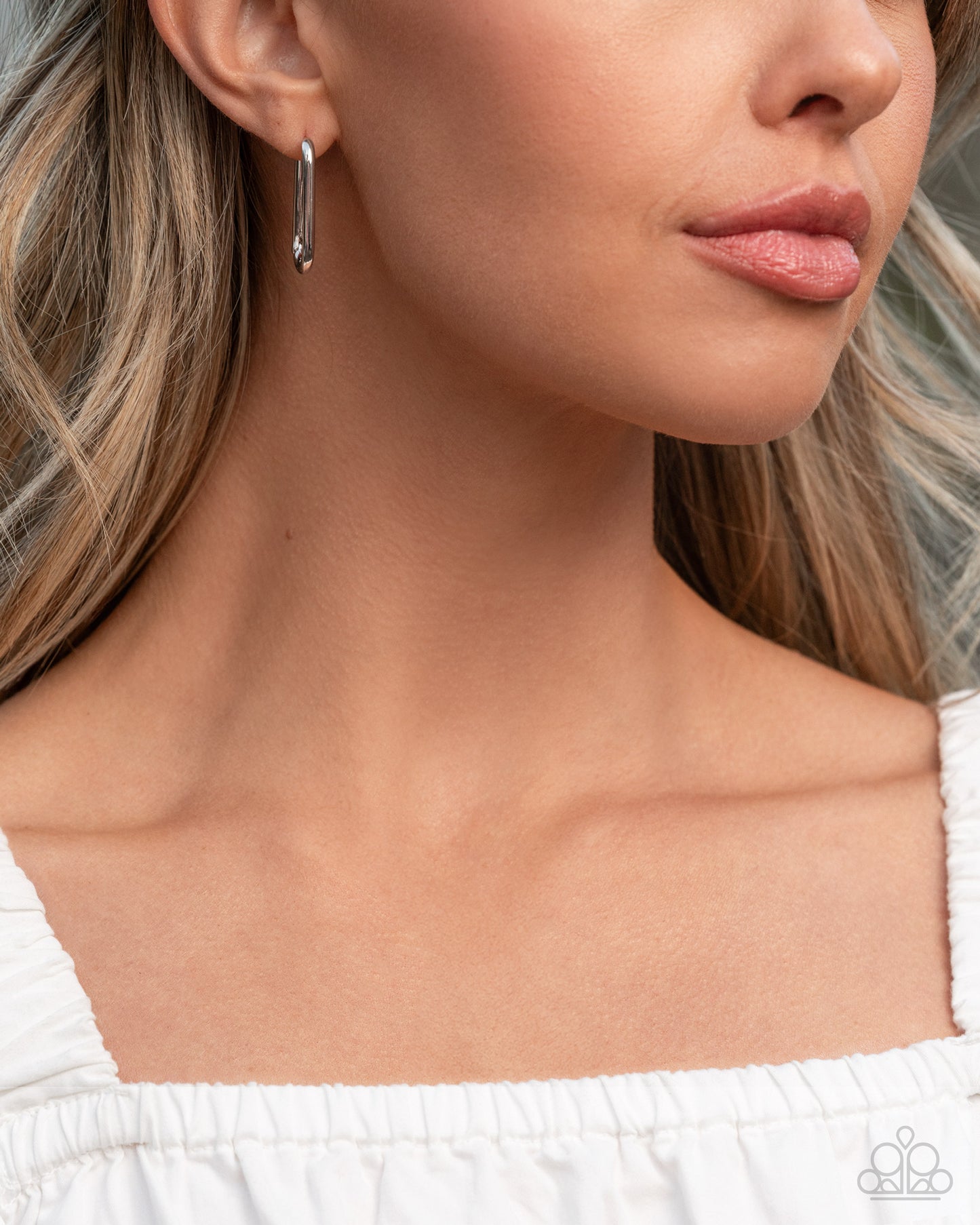 Paramount Paperclips - Silver Hinge Hoop Earrings - Paparazzi Accessories