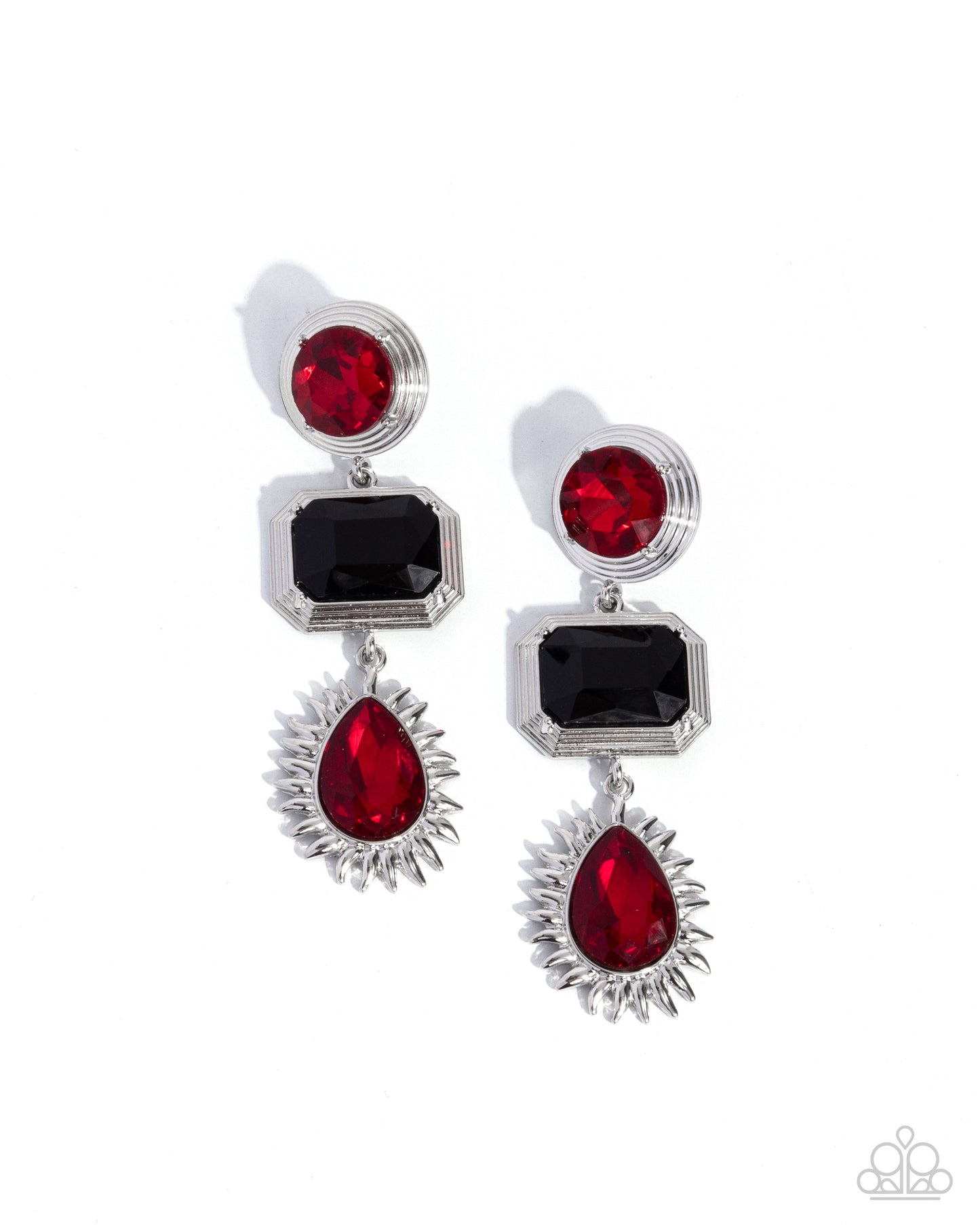 Entertaining the Thought - Red Rhinestone Post Earrings - Paparazzi Accessories