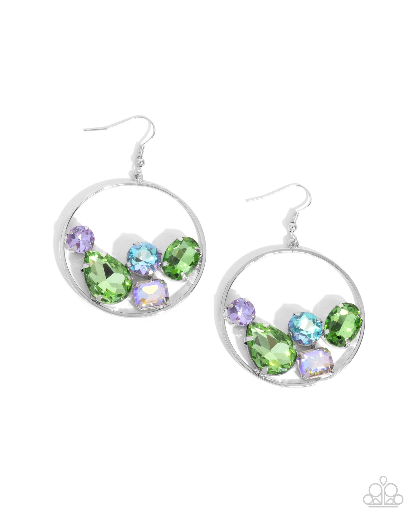 Treasure Timbre - Green UV Gem Silver Fishhook Earrings - Paparazzi Accessories