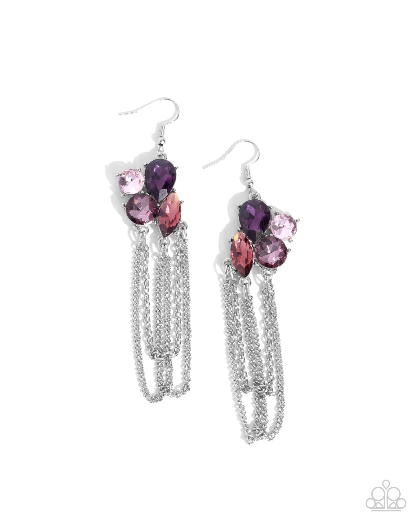 Decadent Distance - Purple Gems Silver Fishhook Earrings - Paparazzi Accessories