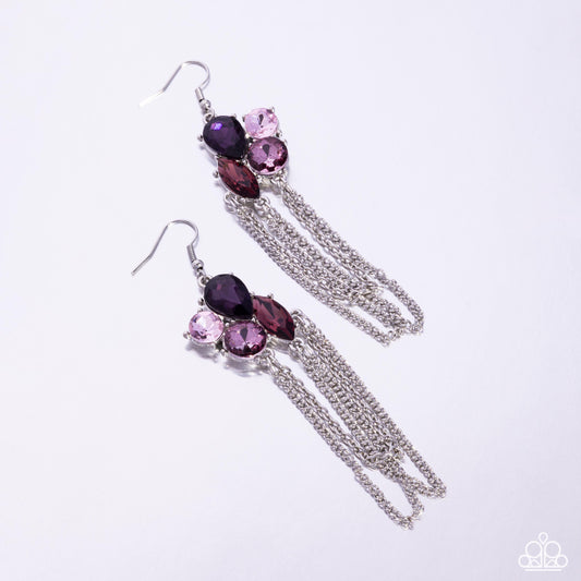 Decadent Distance - Purple Gems Silver Fishhook Earrings - Paparazzi Accessories