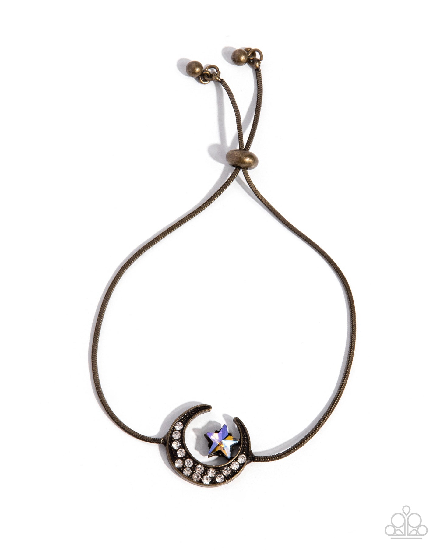 Abstract Atmosphere - Brass Moon & Star Sliding Bead Closure Bracelet - Paparazzi Accessories