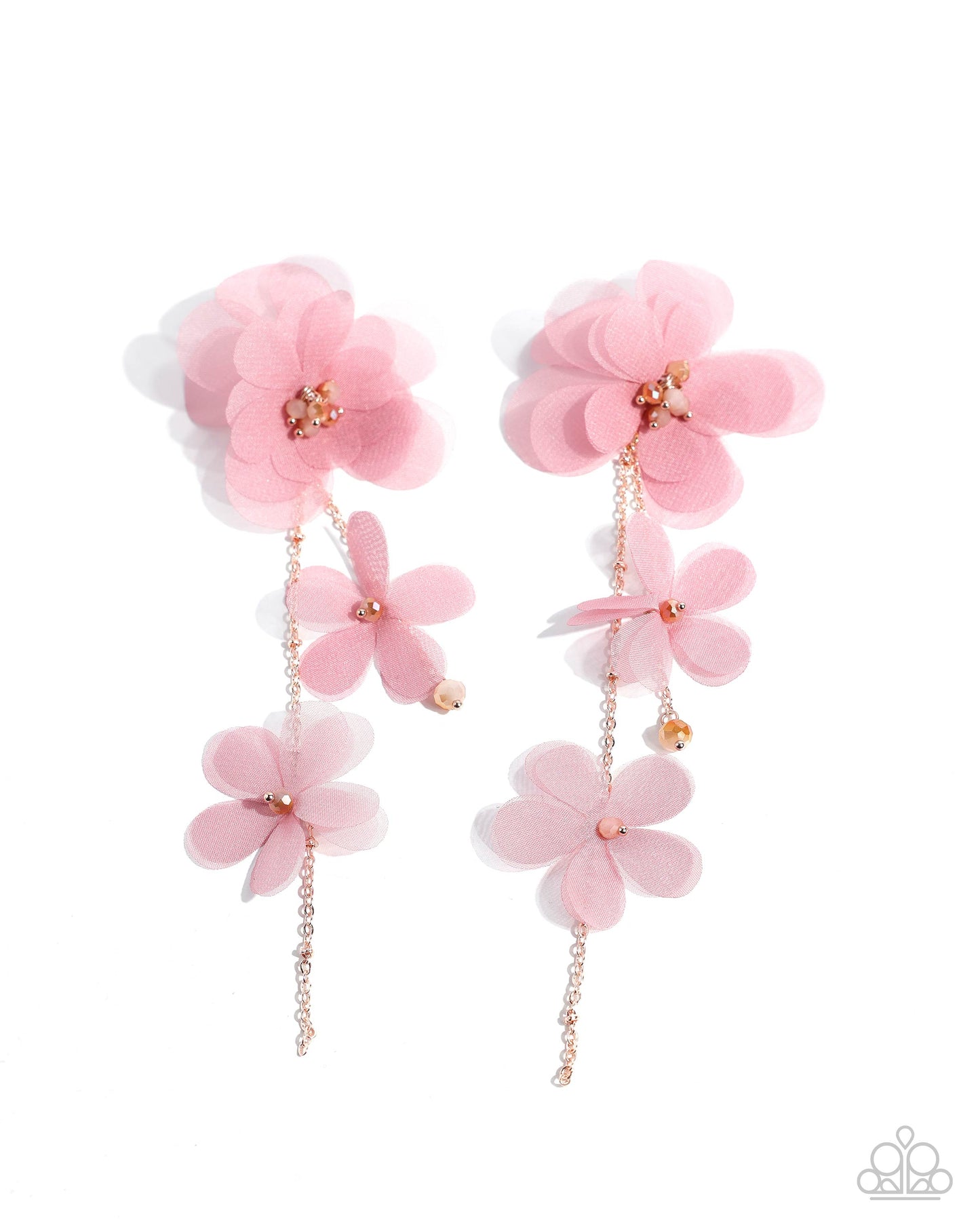 Balletcore - Pink Chiffon Flower Post Earrings - Life of the Party Exclusive - Paparazzi Accessories