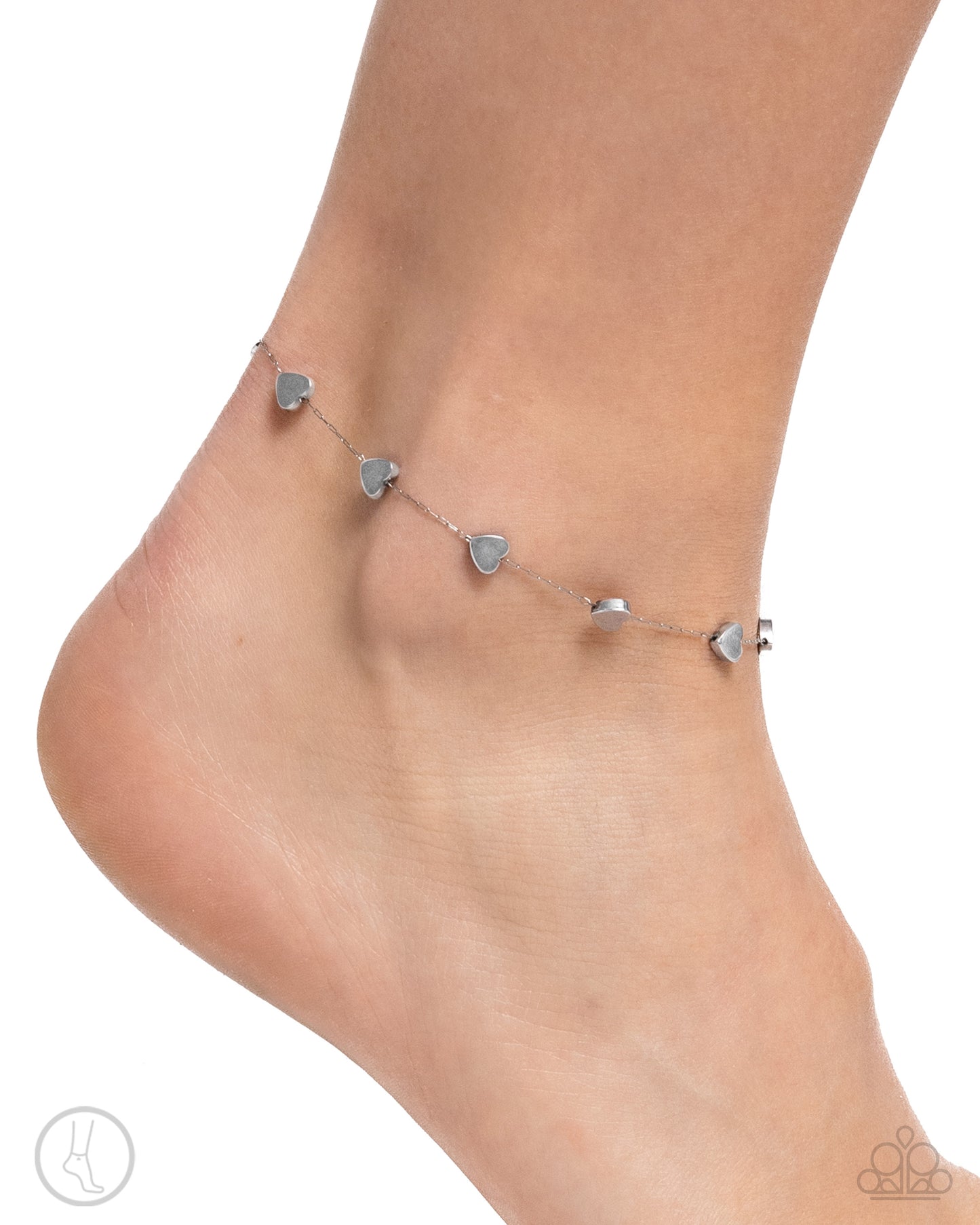 Catch My Breath - Silver Heart Charms Clasp Anklet - Paparazzi Accessories