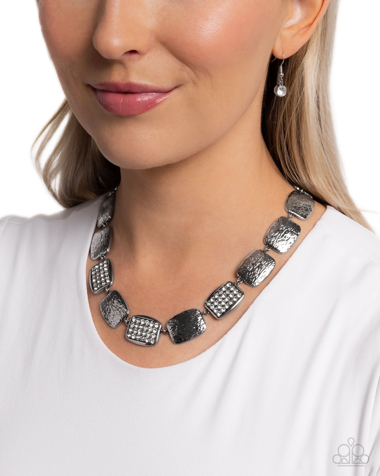 Brilliant Belonging - White Rhinestone Silver Necklace - Paparazzi Accessories