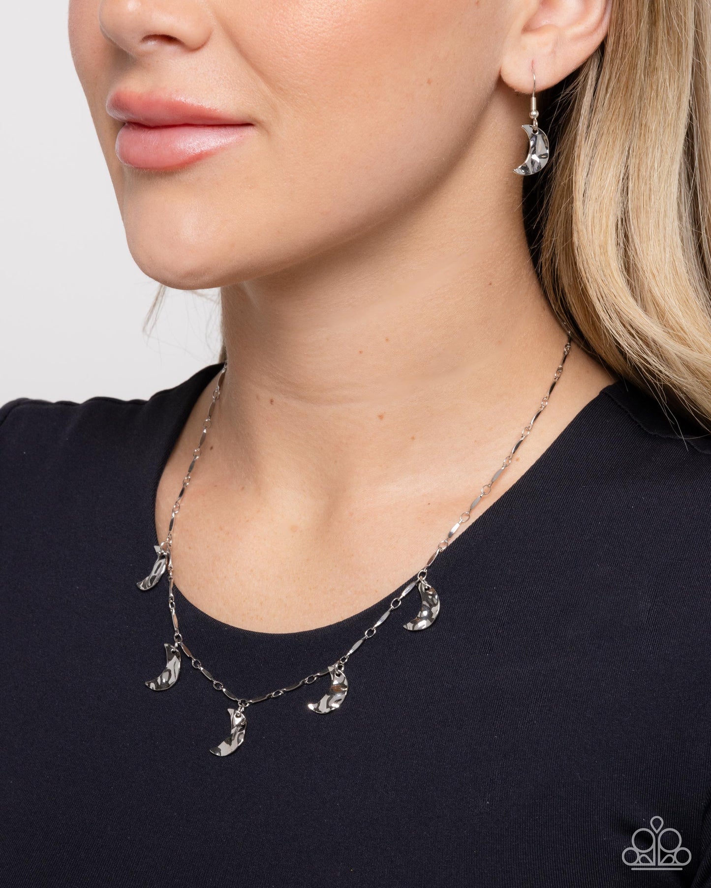 Moon Movement - Silver Crescent Moon Charm Necklace - Paparazzi Accessories