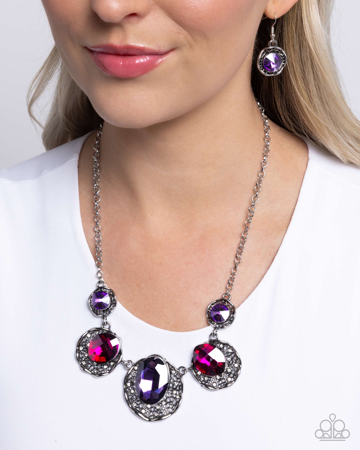 City Color - Purple Rhinestone Necklace - Paparazzi Accessories