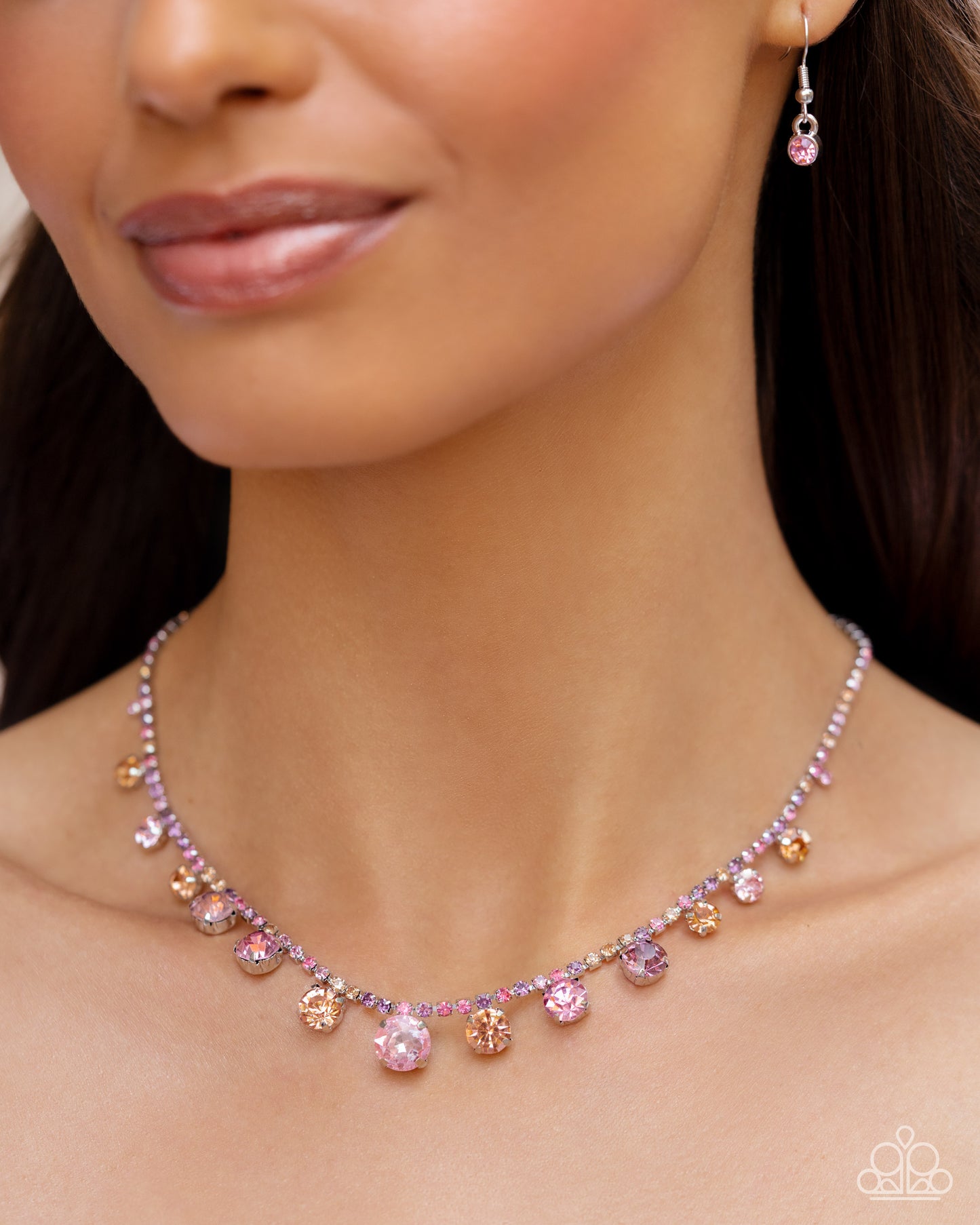 Colorful Countess - Pink Rhinestone Necklace - Convention Exclusive 2024 - Paparazzi Accessories