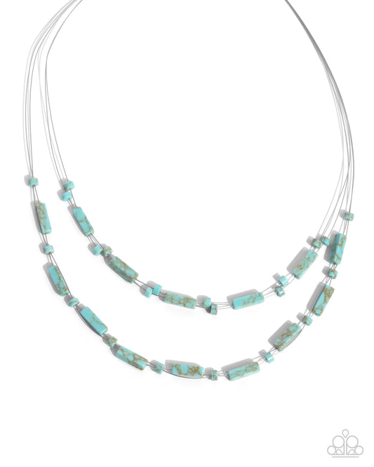 Earthy Extrovert - Blue Crackle Stone Necklace - Paparazzi Accessories