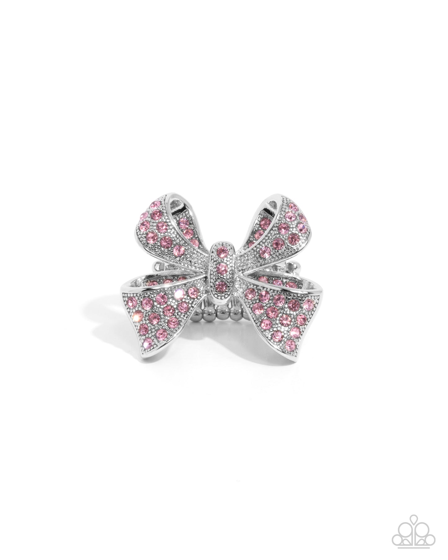 Sweetheart Souvenir - Pink Rhinestone Bow Ring - Paparazzi Accessories