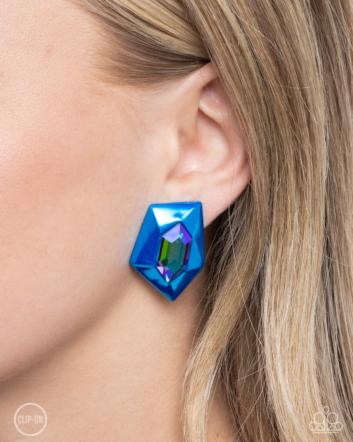 Dauntless Detail - Blue Dipped Metal Clip-on Earrings - Paparazzi Accessories